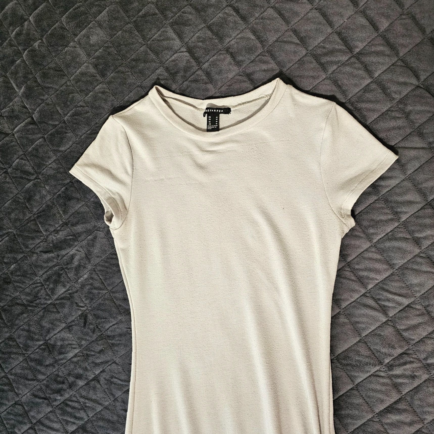 Vintage REVAMPED Casual Slip Dress Gray Medium Cap Sleeve Zipper Accent Stretch Tank Women's Size M / US 6-8 / IT 42-44 - 7 Thumbnail