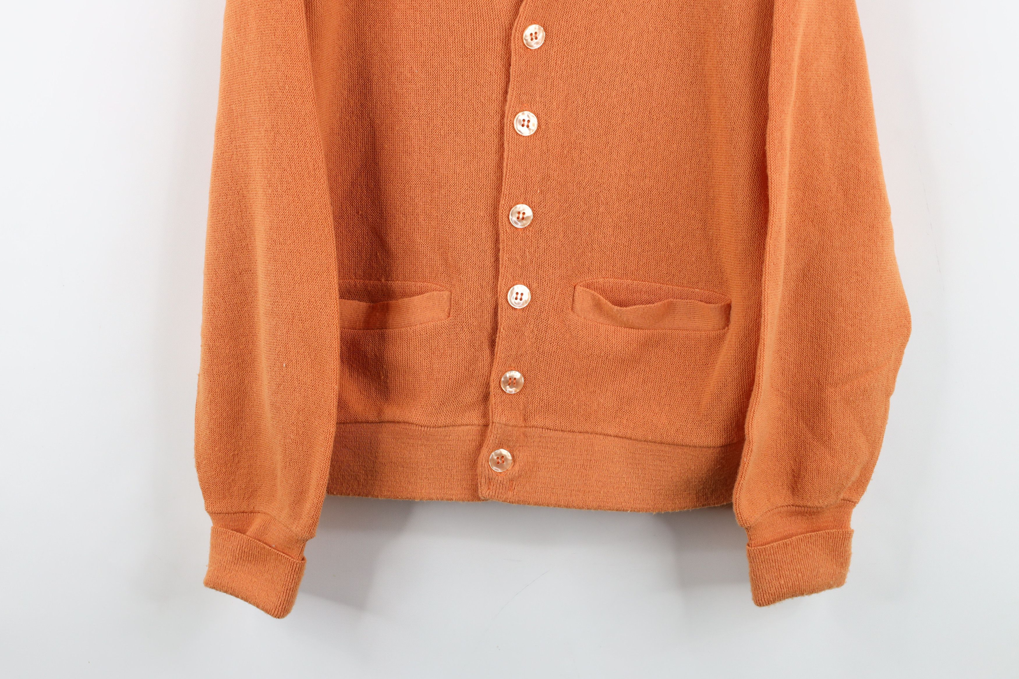 Vintage Vintage 60s 70s Streetwear Knit Cardigan Sweater Orange USA Size US L / EU 52-54 / 3 - 3 Thumbnail