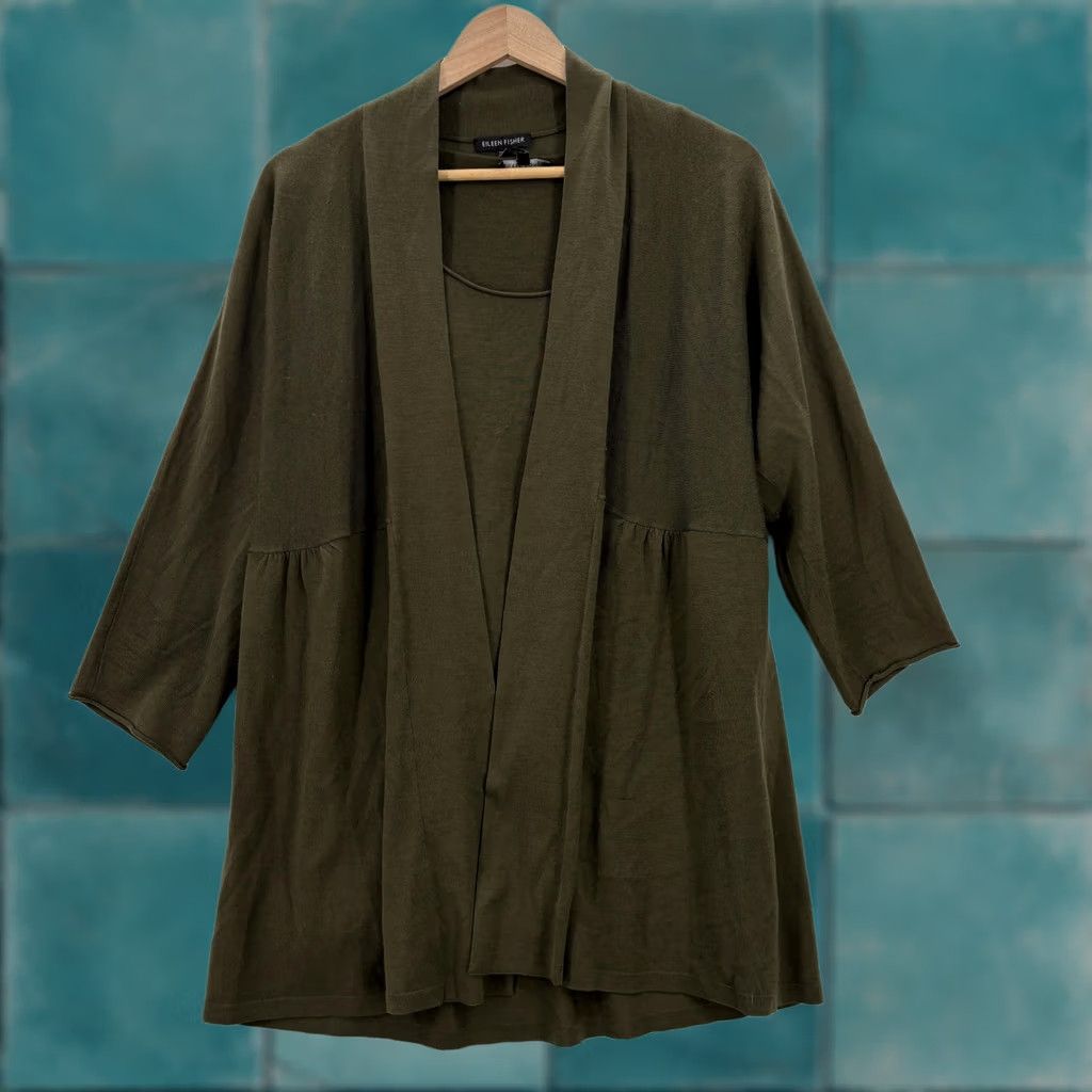 Eileen Fisher Eileen Fisher Tank Sweater Cardigan Set Womens M Green Merino Wool 2 Piece Outfit/Set Casual Knit Pull over 3/4 Sleeve Solid Vintage: No Mens/Womens Size M / US 6-8 / IT 42-44 - 1 Thumbnail