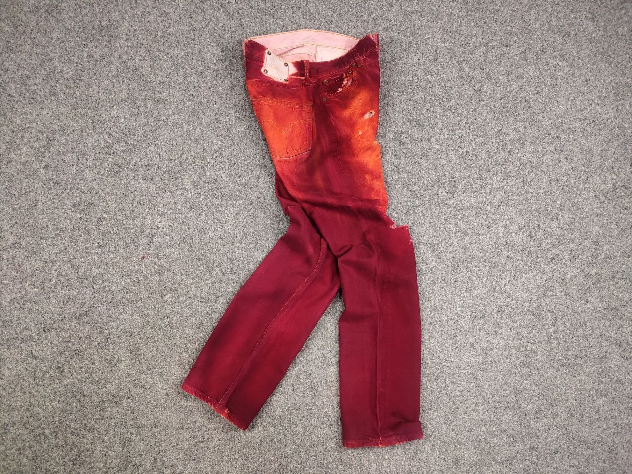 Levi's Vintage 90's Levis 501 DIstressed Denim Paint Red Jeans Size US 29 - 14 Thumbnail