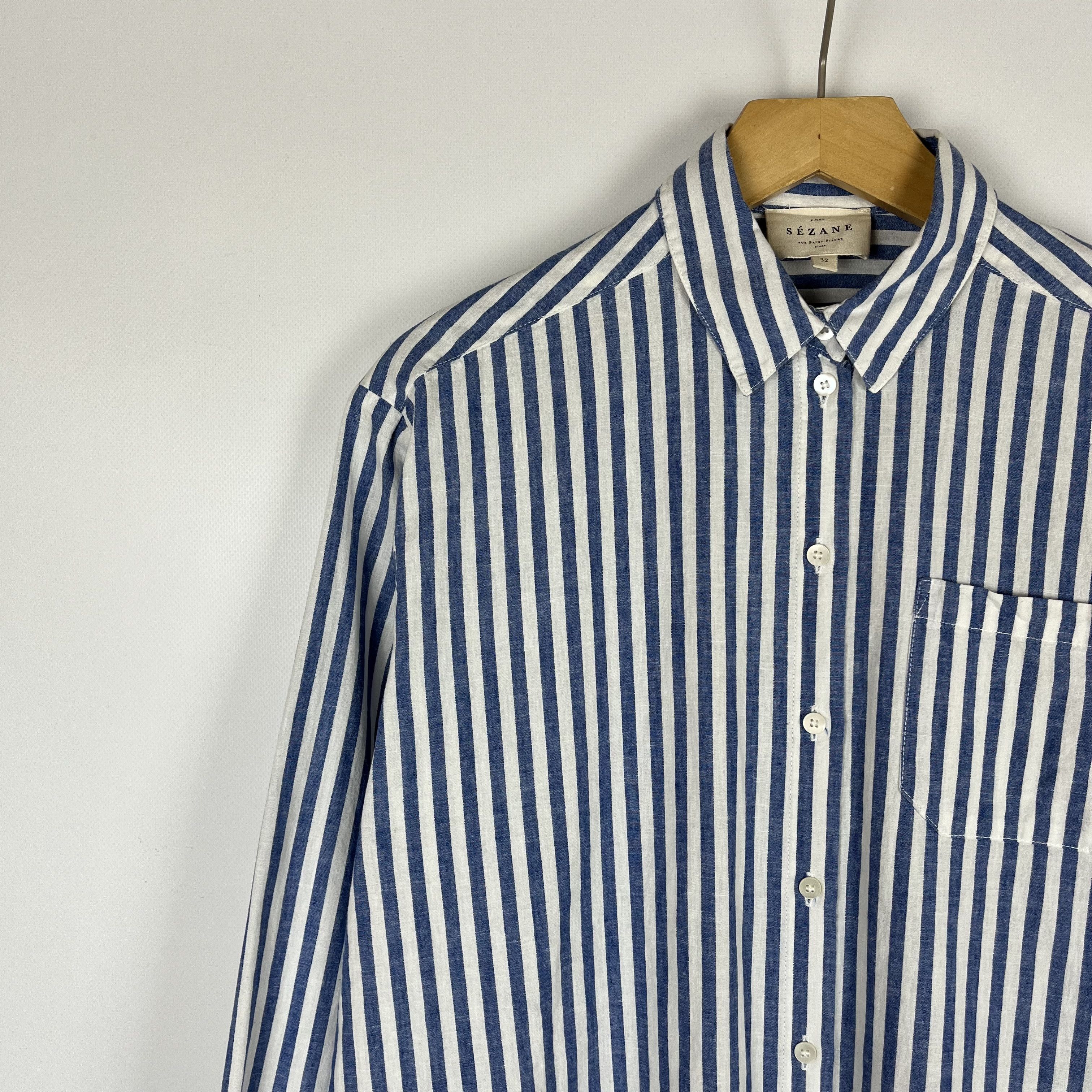 Sezane Ladies Sezane Button Up Stripped Blue Max Shirt Size XXS / US 00 / IT 34 - 5 Thumbnail