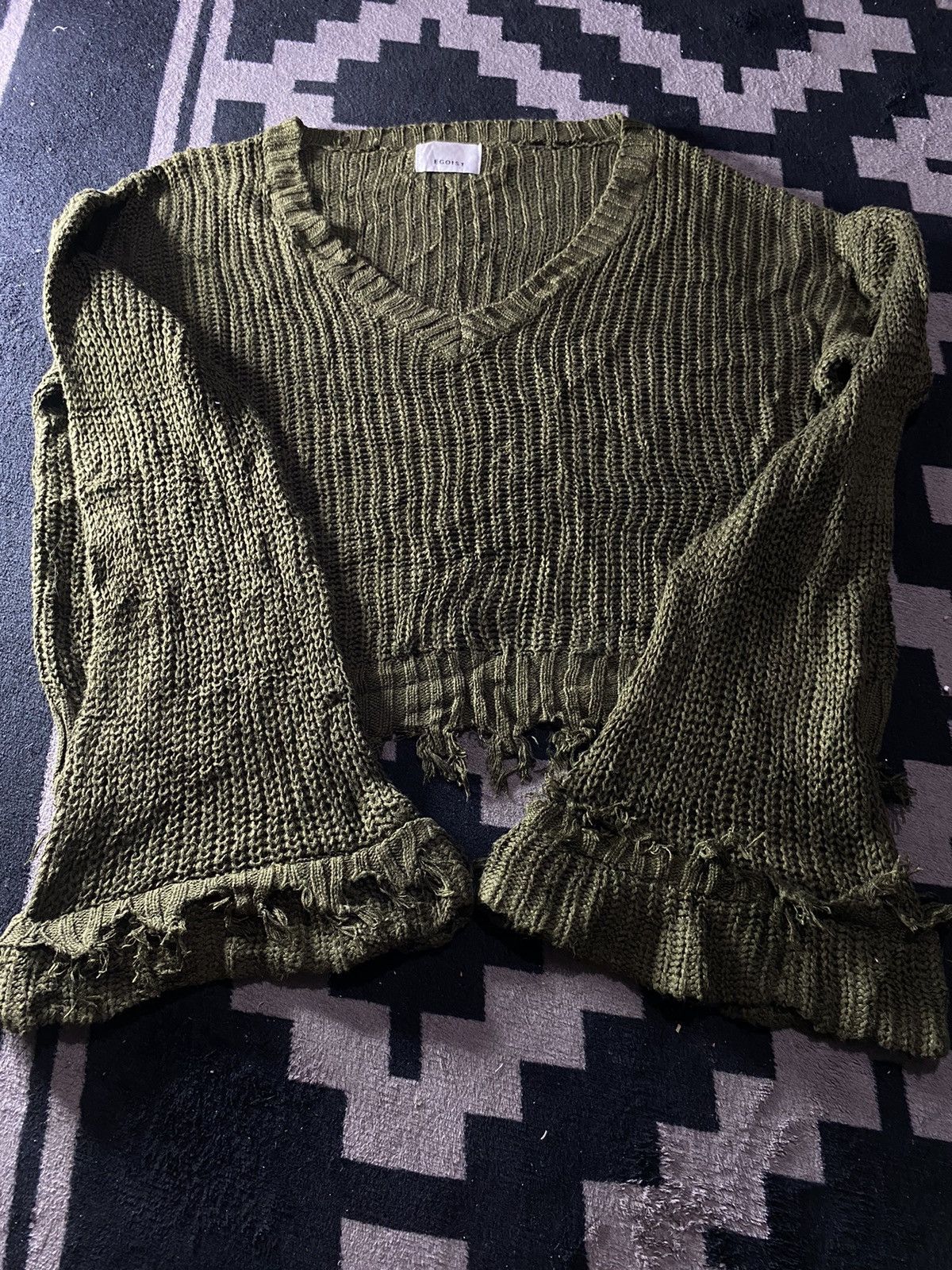 Yasuyuki Ishii Vintage egoist distressed flared wool knit ifsix style Size US M / EU 48-50 / 2 - 3 Thumbnail