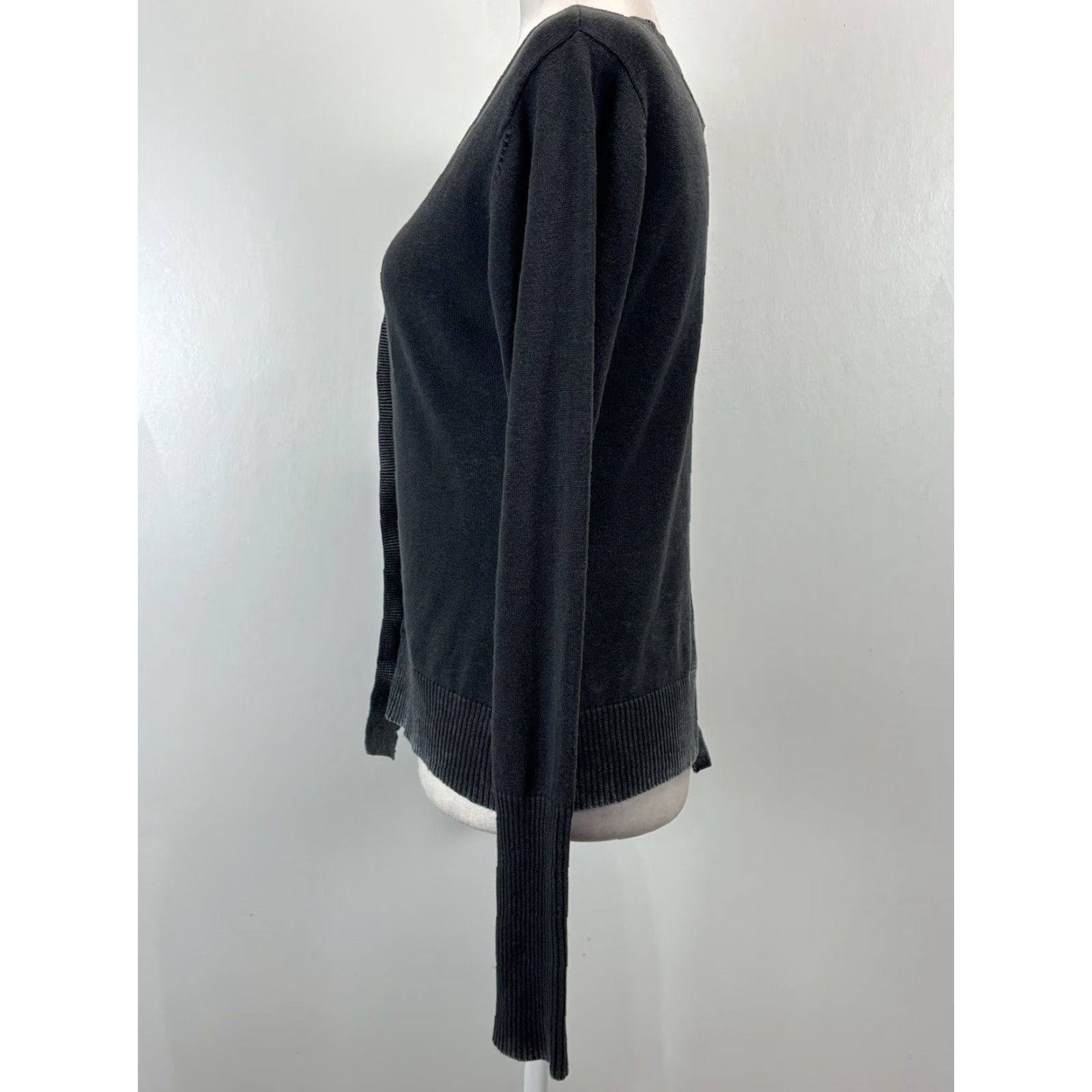 Vintage VINTAGE NOR DENMARK Linen Blend Cardigan Sweater Women's Gray V-Neck Long Sleeve Size S Regular Stretch Knit - Small Women’s Cardigan Size S / US 4 / IT 40 - 2 Thumbnail