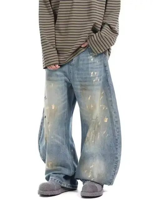 Japanese Brand Kimaya x Kouno Washed baggy ripped jeans Size US 27 - 6 Thumbnail