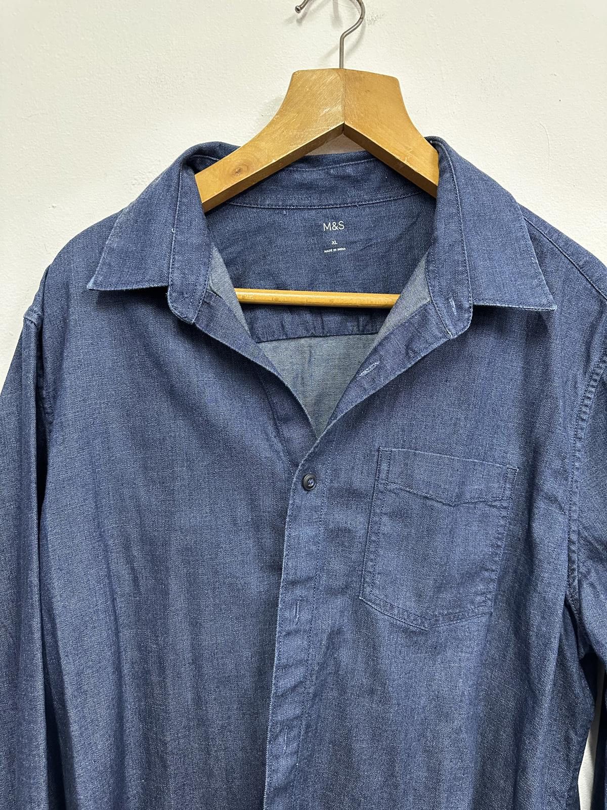 M.E. Sport M&S Dark Blue Denim Shirt XL Regular Length Size US XL / EU 56 / 4 - 4 Thumbnail