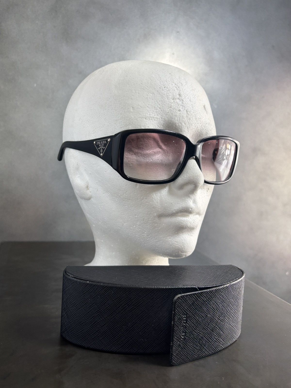 Y2K Prada Sunglasses SPR16L Triangle Logo Case 2000s Vintage