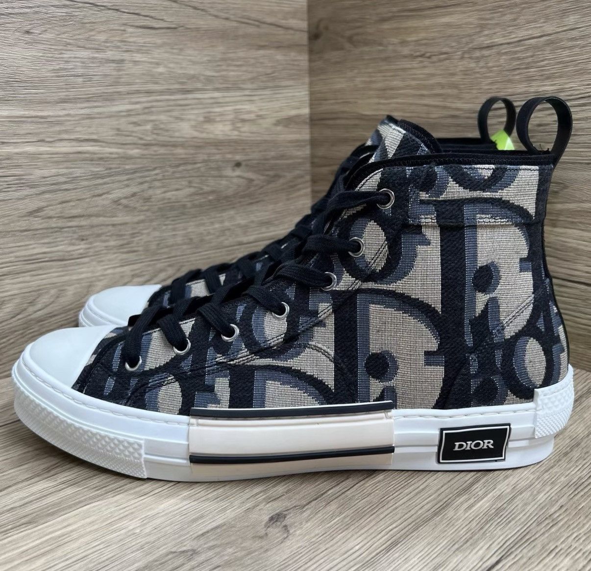 Dior Dior B23 Beige Black All-over Print High-Top Sneakers J41 Size US 12 / EU 45 - 1 Thumbnail