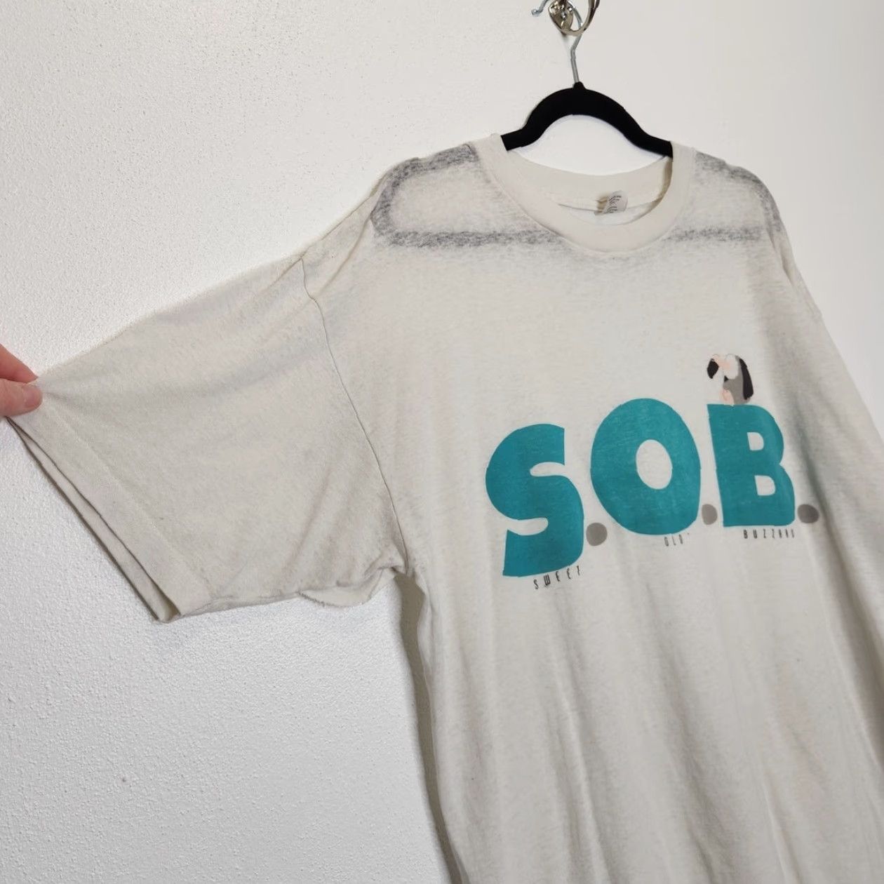 Vintage VINTAGE Hallmark Shirt 2XL Unisex Adults White Grunge 80s Thrashed SOB Obscure Thin Sheer Size US XXL / EU 58 / 5 - 2 Thumbnail