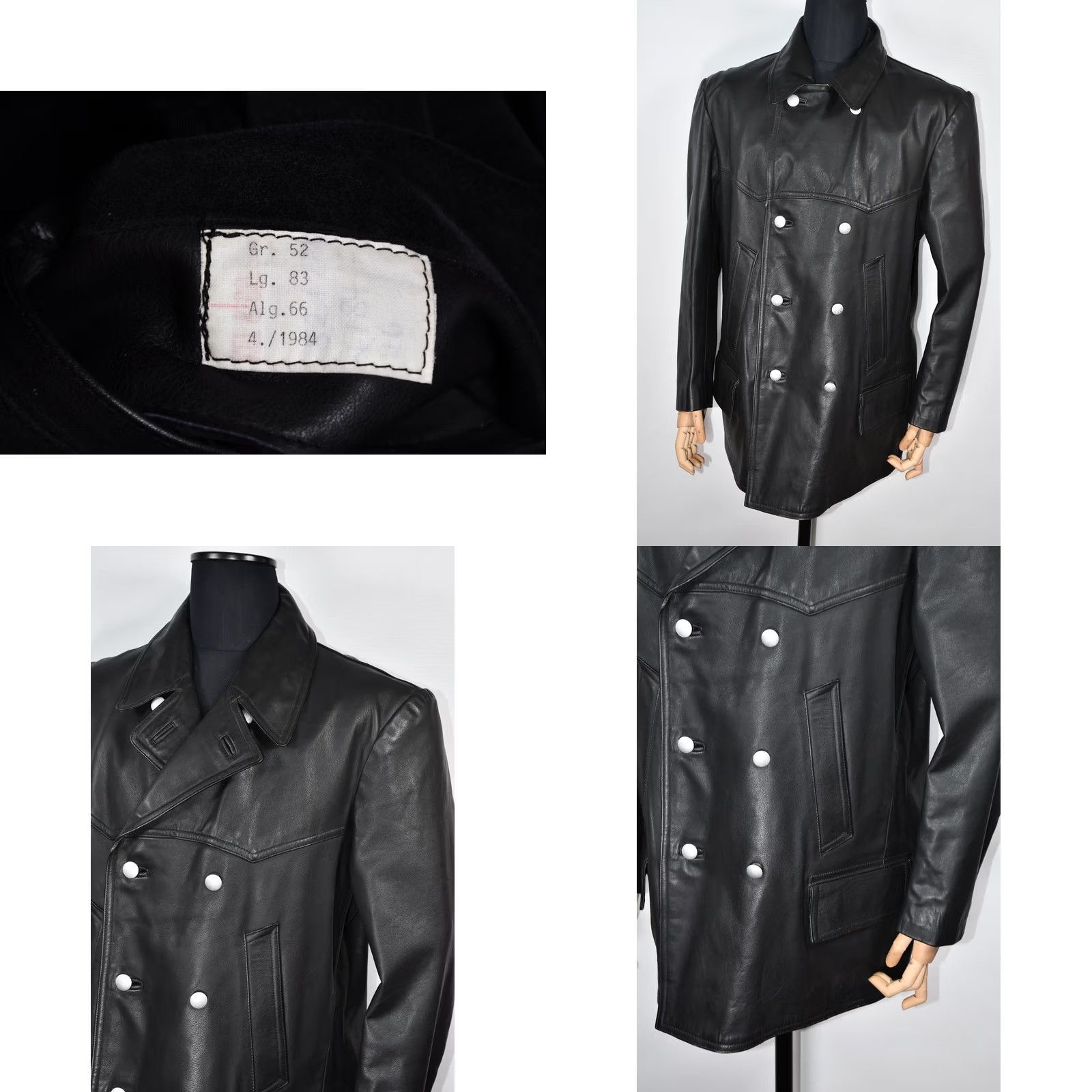 Vintage VTG Germany Police Leather Motorcycle Jacket size 52 Mens Jacket Black 1980s) Size US L / EU 52-54 / 3 - 8 Thumbnail