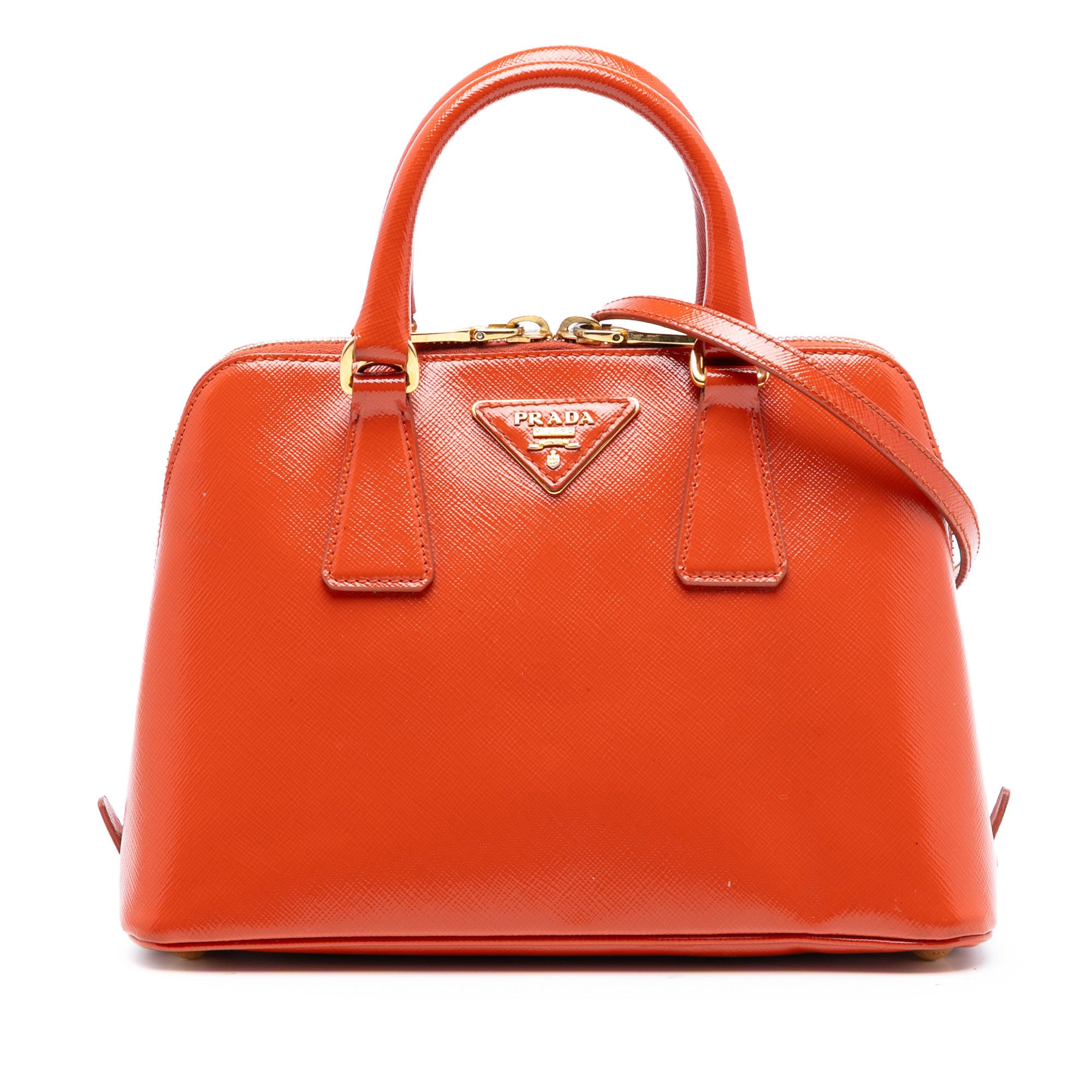 Prada Prada Small Saffiano Vernice Promenade Satchel Size ONE SIZE - 1 Thumbnail