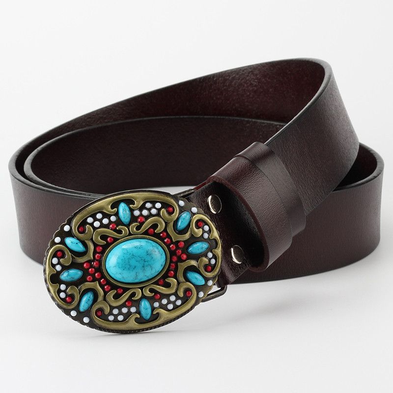 Designer Turquoise stone Belt Riveted Belts Menswear Accessories Size ONE SIZE - 6 Thumbnail