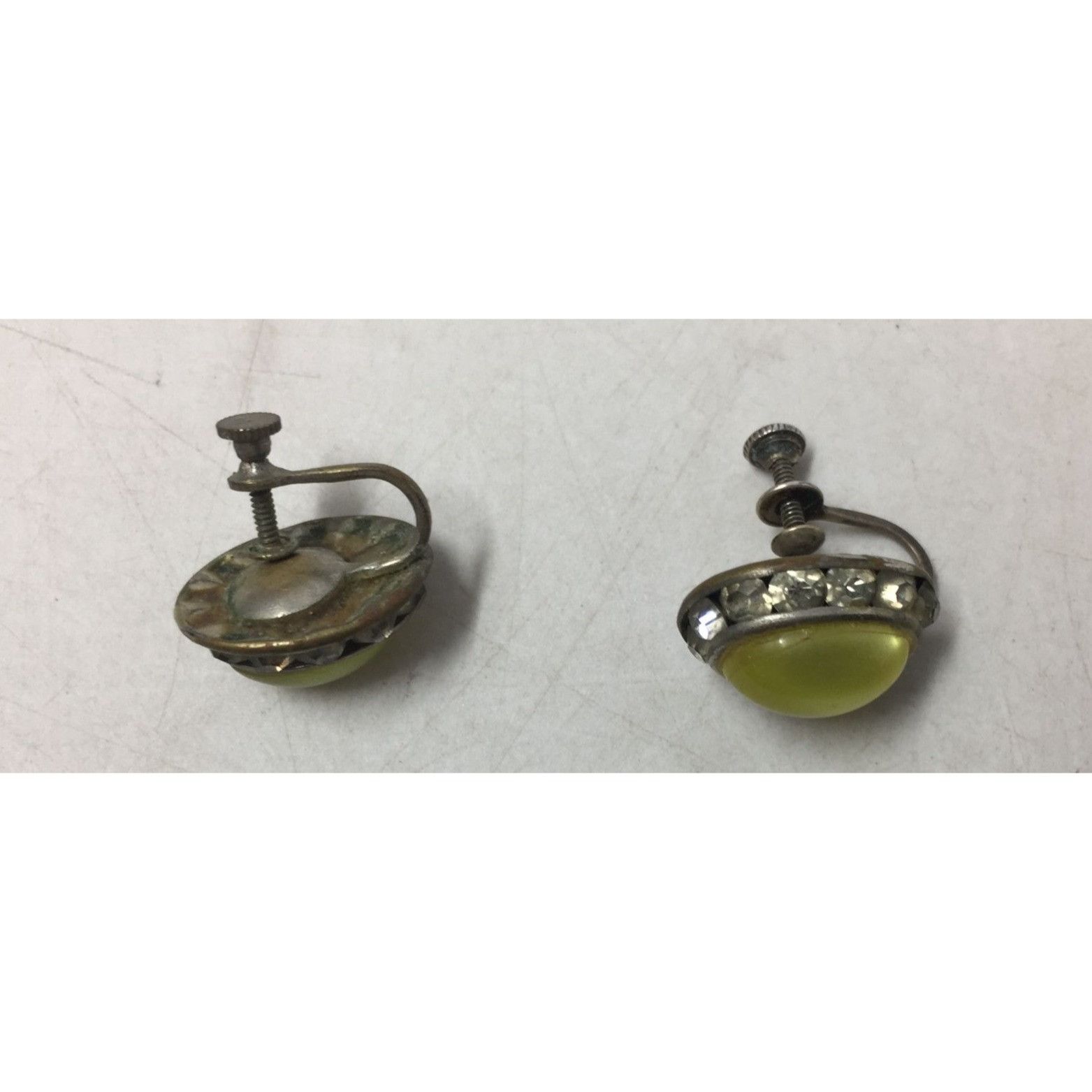 Other Women's Vintage Green and Silver Tone Stud Earrings with Rhi Size ONE SIZE - 3 Thumbnail