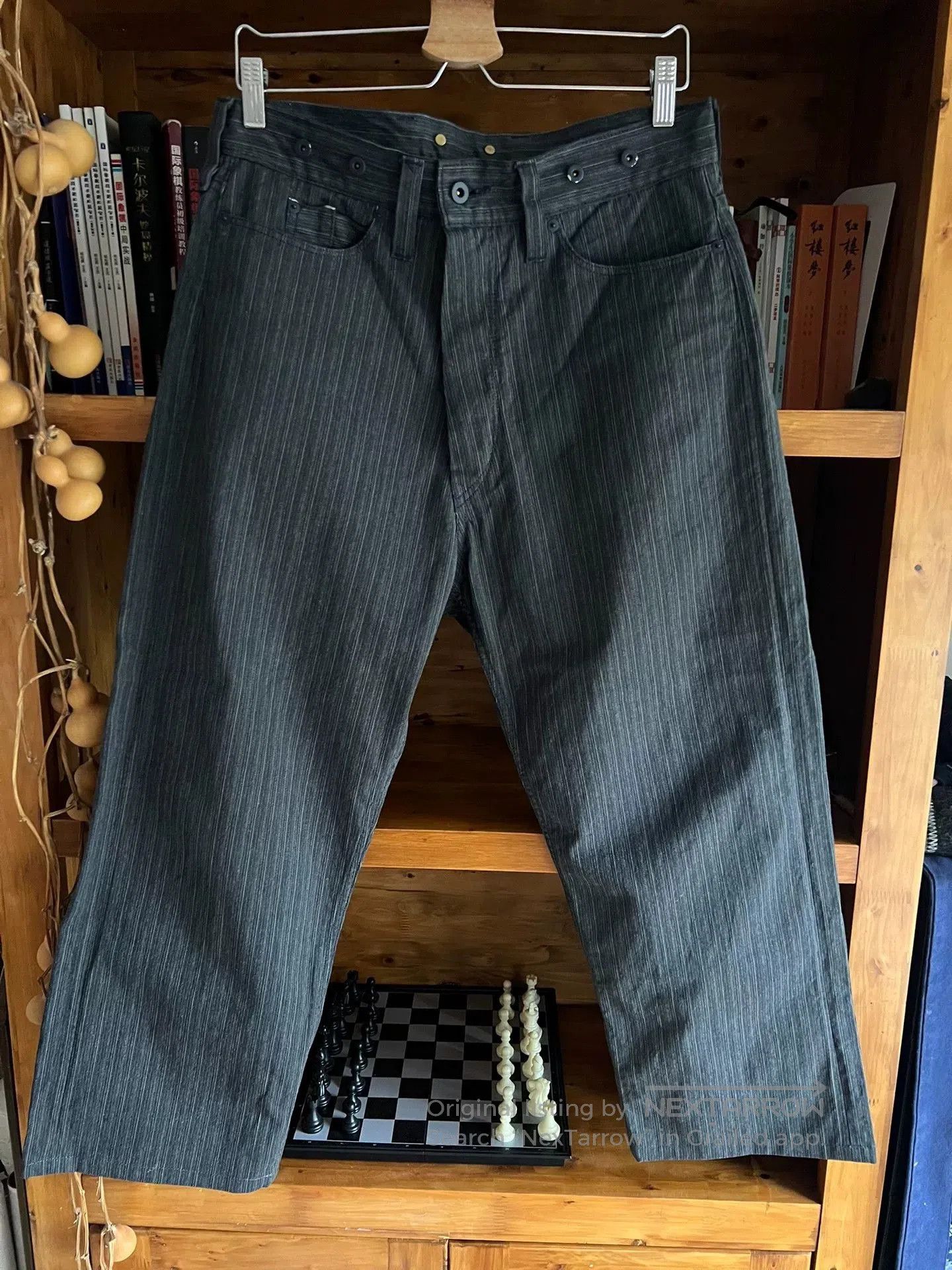Japanese Brand vintage striped suspenders pants for men. Size US 34 / EU 50 - 1 Thumbnail