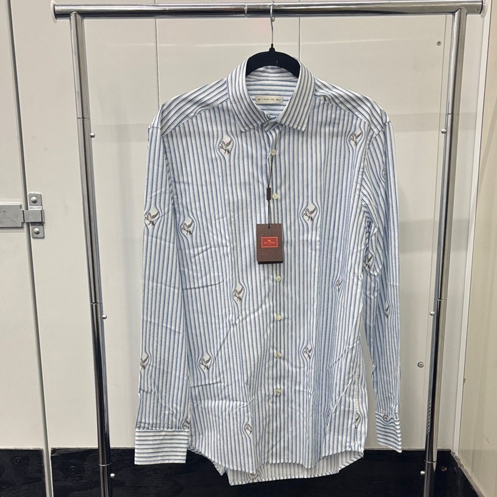 NWT Etro Blue and White Striped Men's Shirt Size 40 M