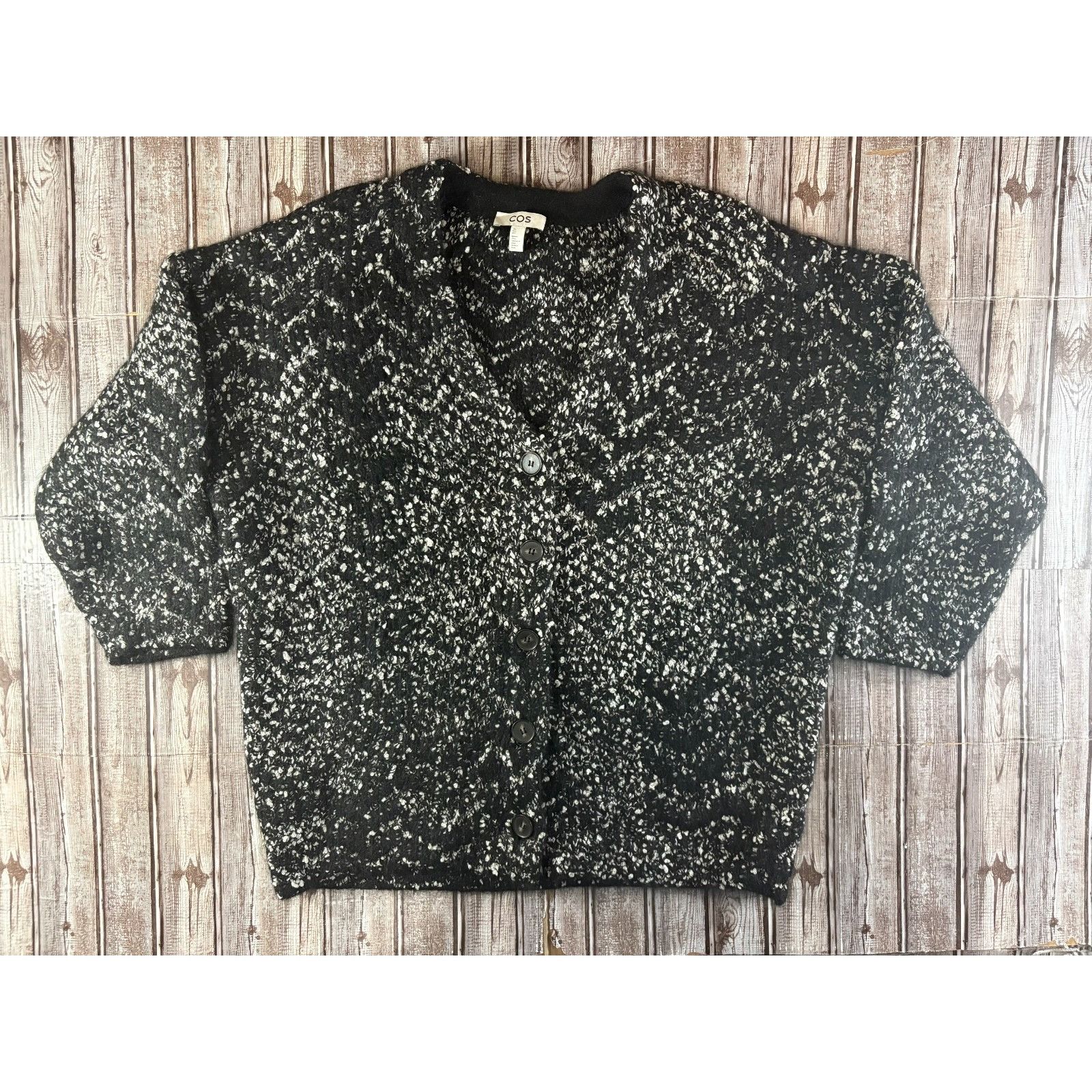 Cos COS Oversized Herringbone Mohair Blend Cardigan sz L color b Size L / US 10 / IT 46 - 6 Thumbnail