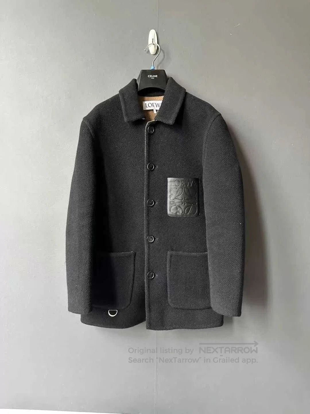 Loewe loewe black wool coat with logo. Size US L / EU 52-54 / 3 - 1 Thumbnail
