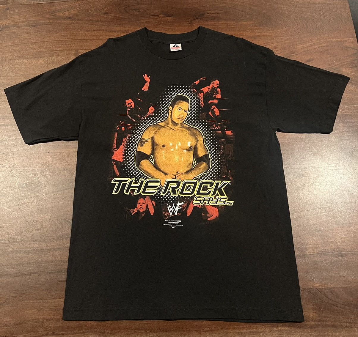 Image of Vintage 2000 The Rock "smackdown Hotel" Wwf T-Shirt in Black, Men's (Size XL)