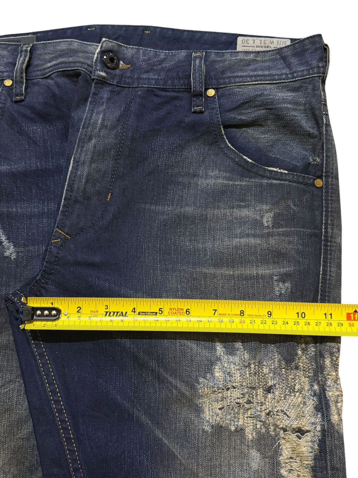 Diesel Vintage 90s Diesel Industry Mud Wash Faded Distress Sashiko Size US 33 - 12 Thumbnail