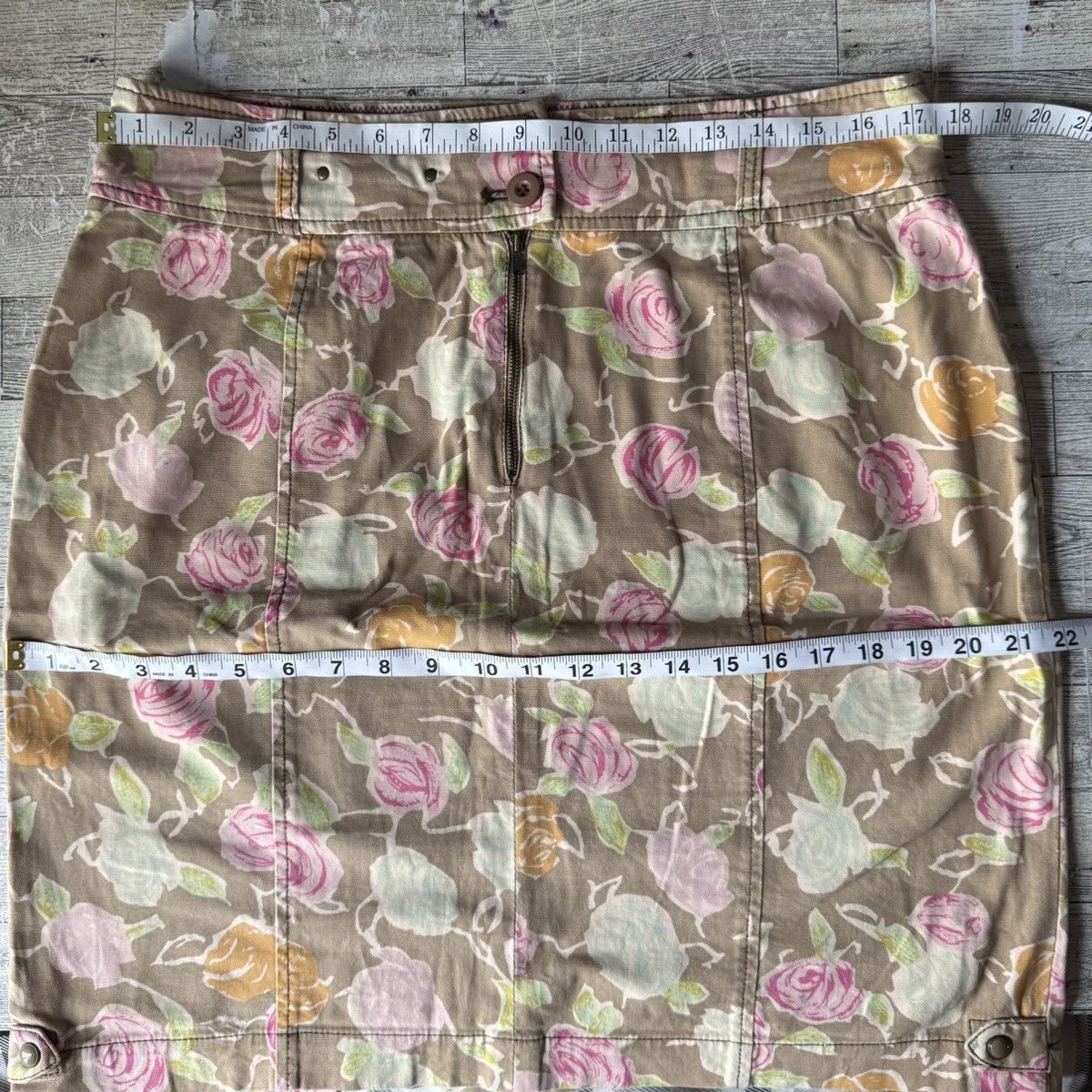 Vintage Hei Hei, Vintage, Khaki/Tan, Floral Midi Skirt Size 34" / US 12 / IT 48 - 8 Thumbnail
