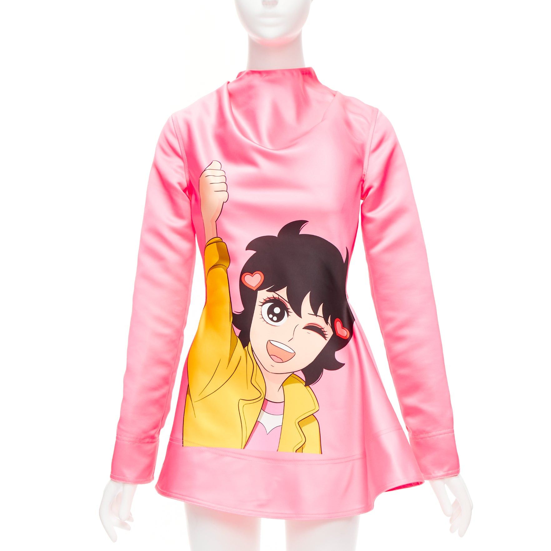 JW Anderson JW ANDERSON pink Run Hany Manga print irregular cut peplum mini dress UK6 XS Size XS / US 0-2 / IT 36-38 - 1 Thumbnail