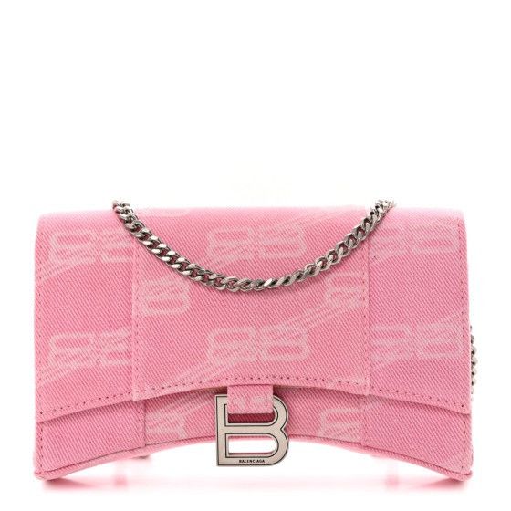 Balenciaga Hourglass Wallet on a chain Bag In Pink Denim Size ONE SIZE - 2 Thumbnail