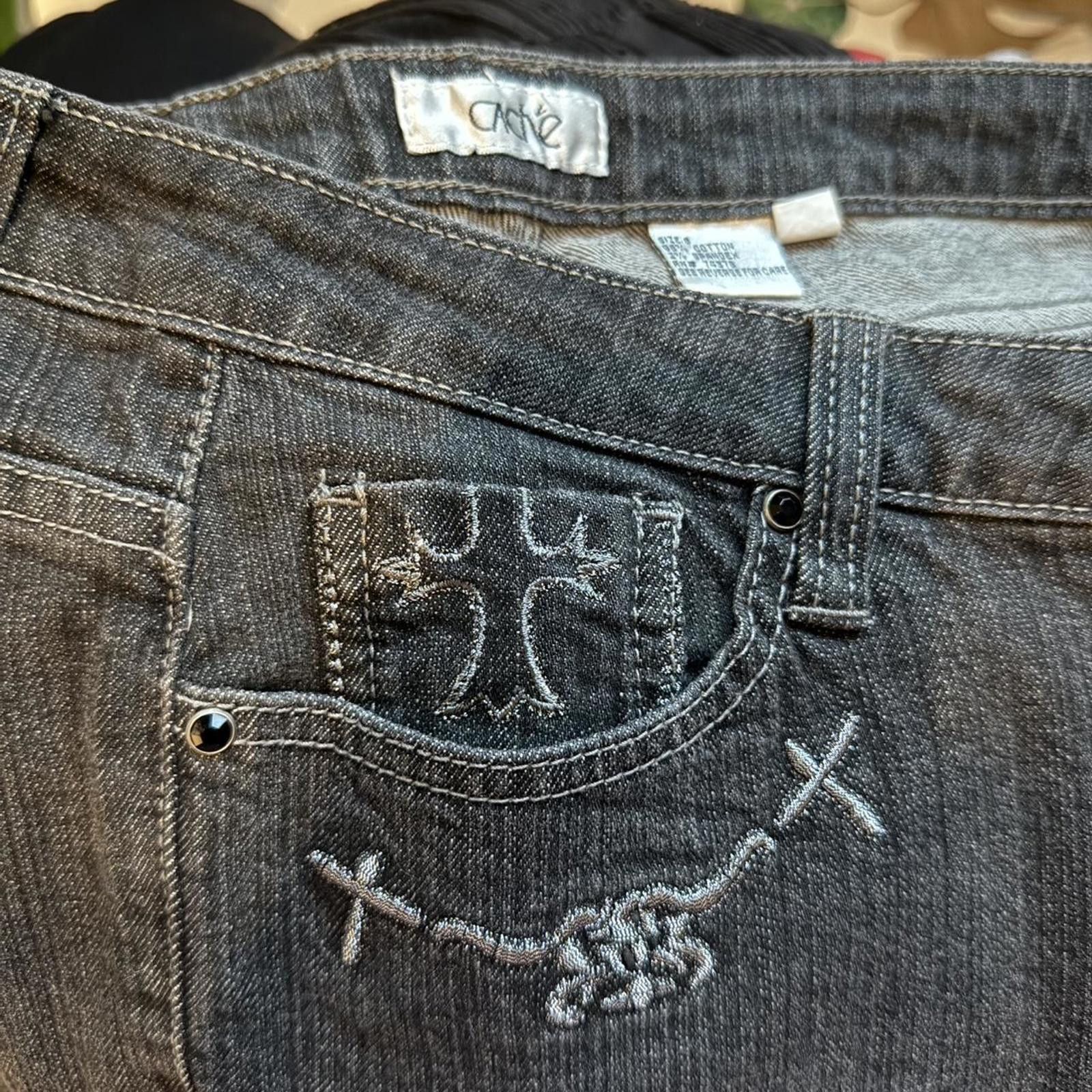 Other Cache Black Jeans With Embroidered Back Pockets Size 8 Size 30" / US 8 / IT 44 - 3 Thumbnail