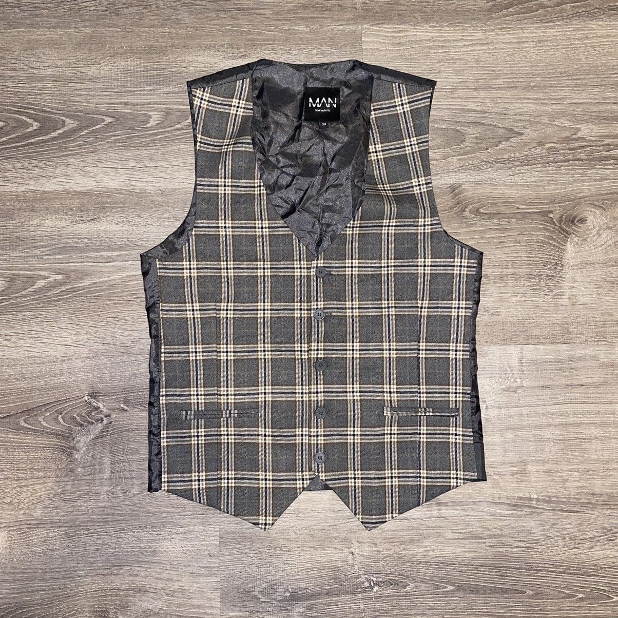 Boohoo BoohooMAN Heritage Check Vest Size 34R - 1 Thumbnail