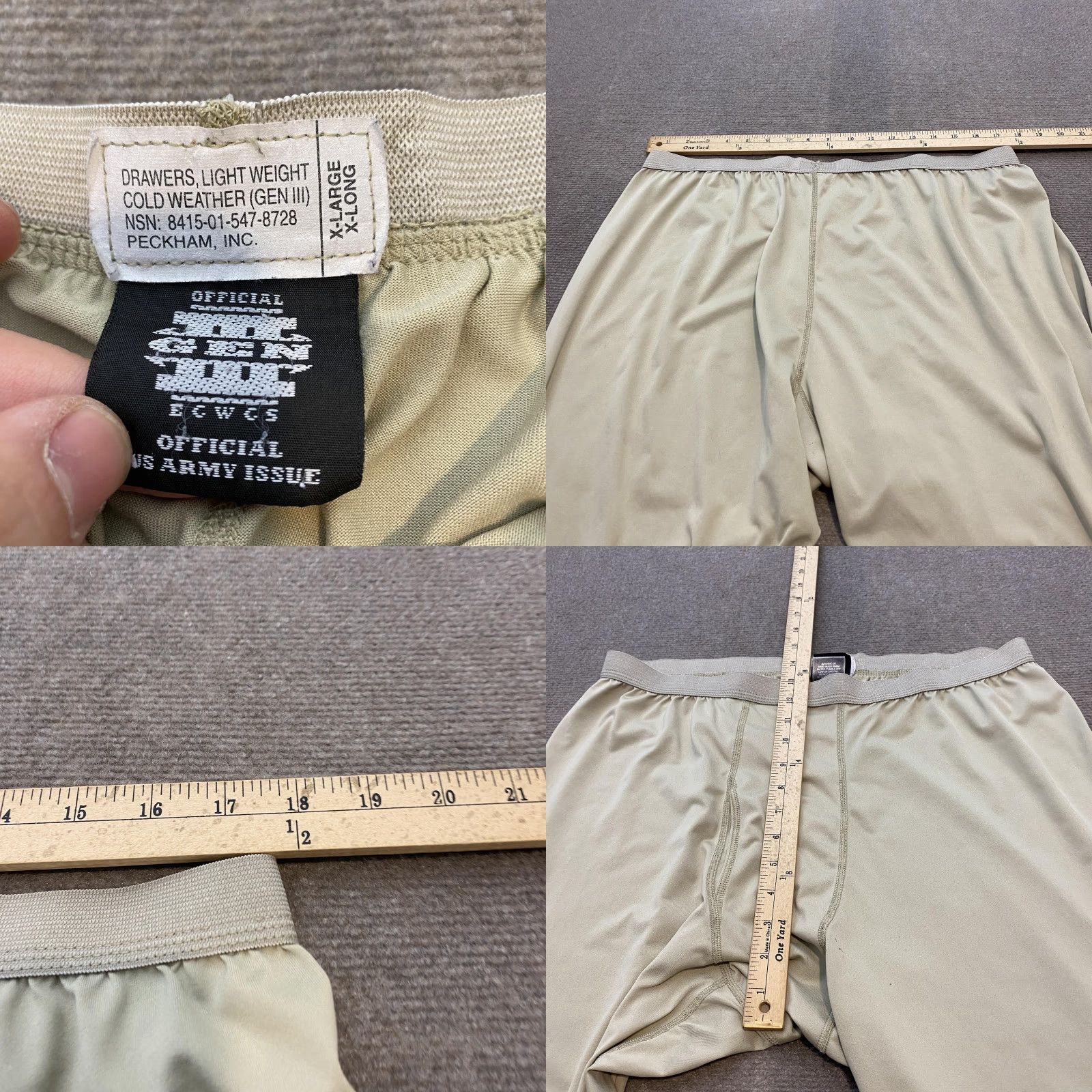 Layer 8 VINTAGE US Army ECWCS Gen III Polartec Pants Mens XL X-Long Tan Lightweight Base Layer Size US 36 / EU 52 - 8 Thumbnail
