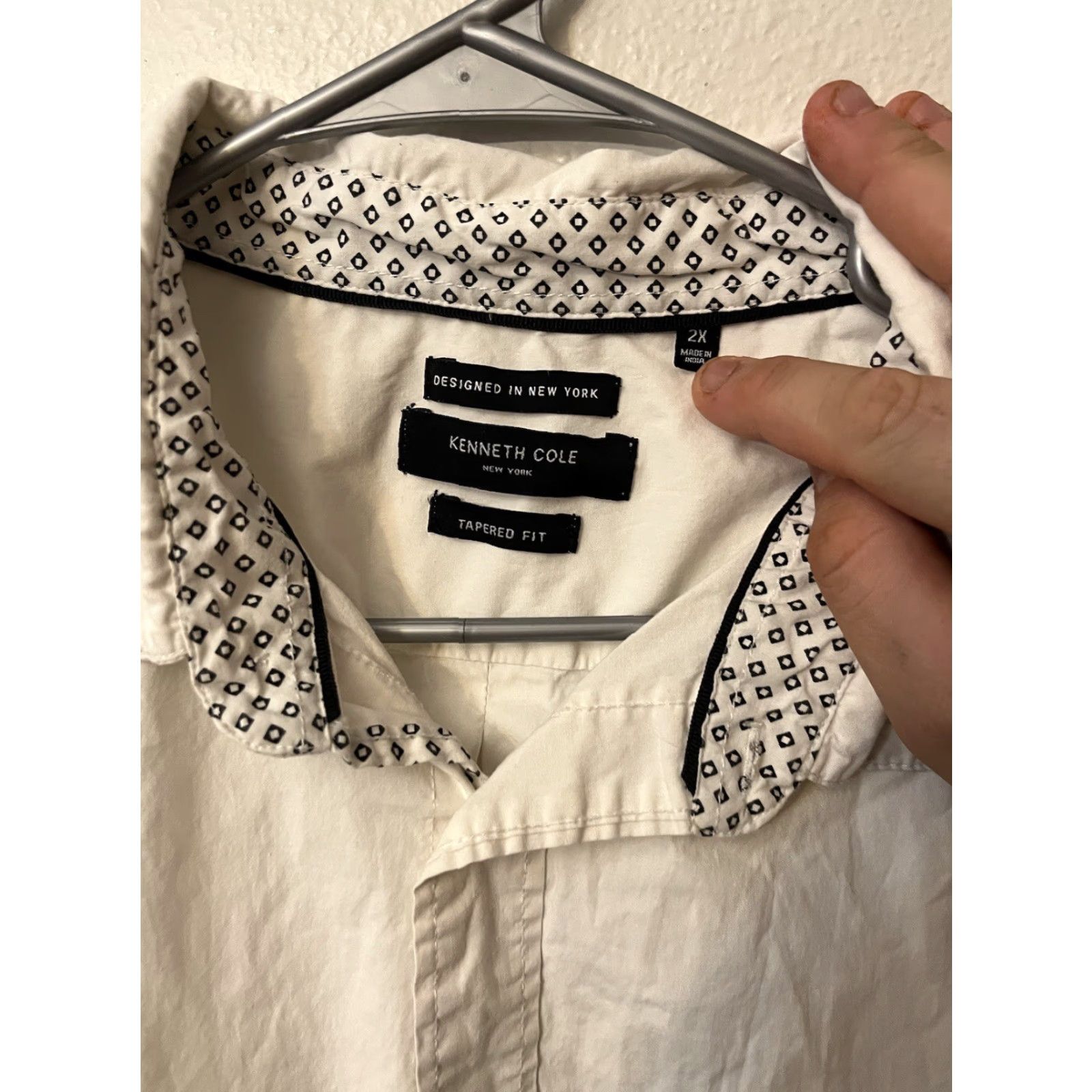 Kenneth Cole Kenneth Cole Men's Casual Button-Down Shirt White 2X Classic Fit Size US XXL / EU 58 / 5 - 2 Thumbnail