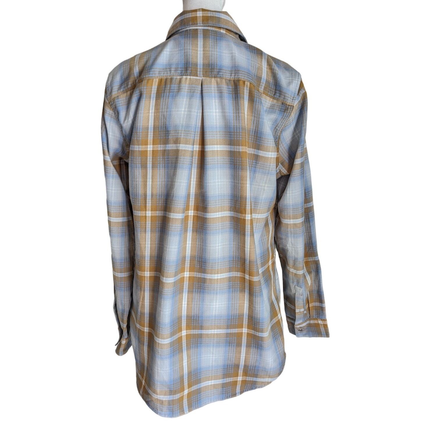 Eddie Bauer Eddie Bauer Classic Fit Twin Falls Gold Blue Plaid Button Up Size S / US 4 / IT 40 - 2 Thumbnail
