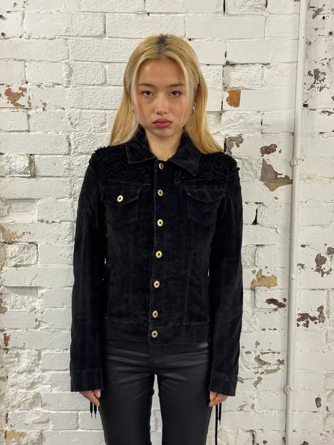 Dolce & Gabbana 2000s Dolce & Gabbana Black Corduroy Fur Jacket Size S / US 4 / IT 40 - 2 Thumbnail