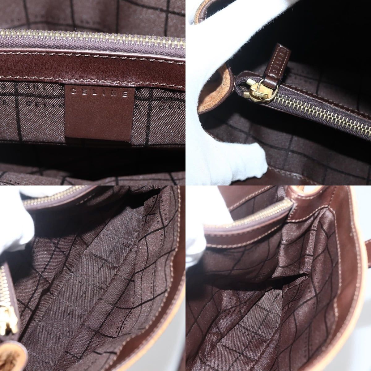 Celine CELINE C Macadam Canvas Hand Bag Brown Gold Size ONE SIZE - 11 Thumbnail