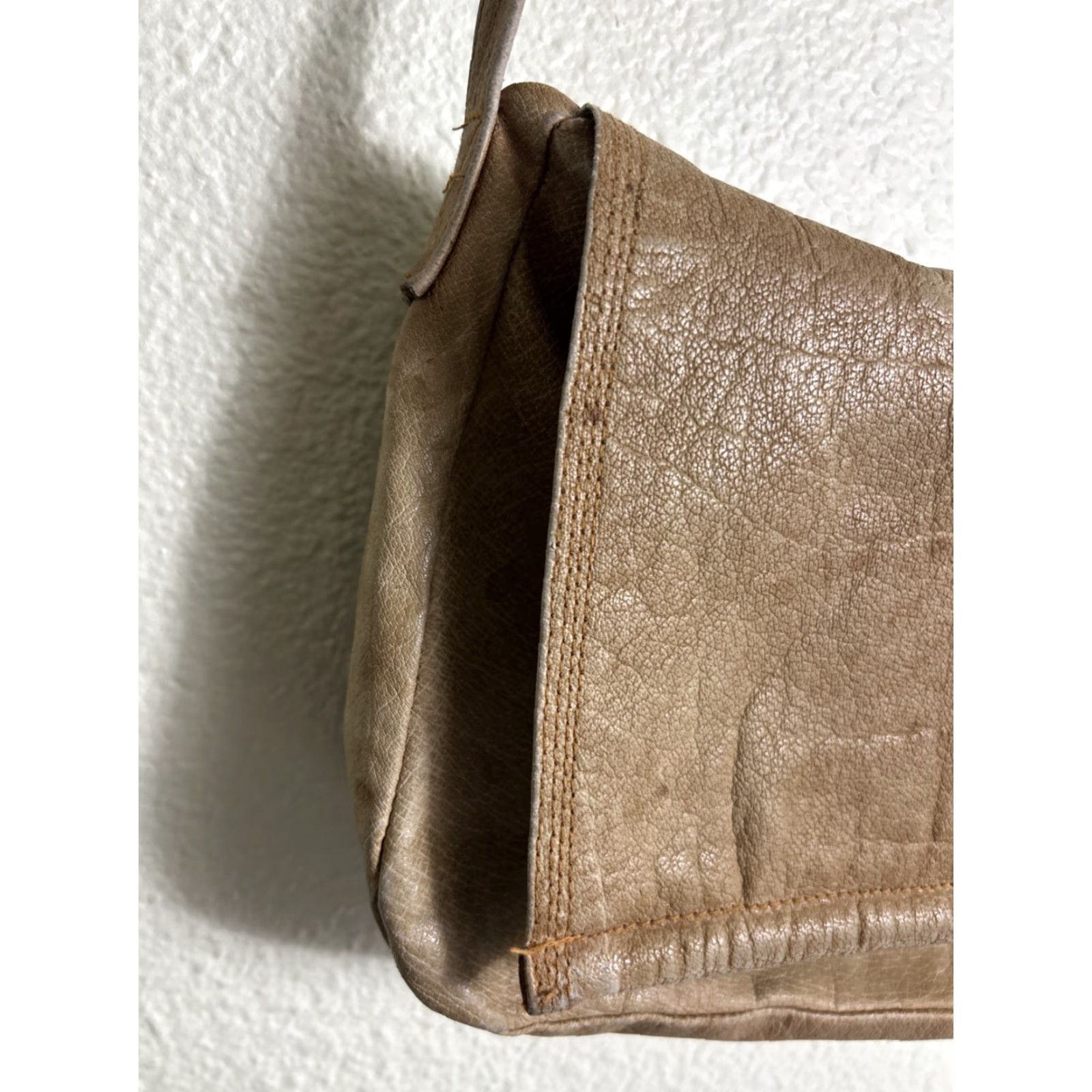 Vintage VINTAGE Unbranded Beige Leather Purse Plaid Lined Shoulder Bag 11x9x2.5 Womens Size ONE SIZE - 3 Thumbnail