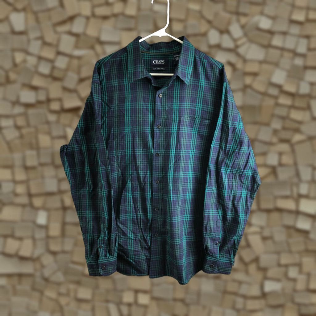 Chaps Chaps Shirt XXL Mens Green Plaid Long Sleeve Spread Collar Shirt Size US XXL / EU 58 / 5 - 1 Thumbnail