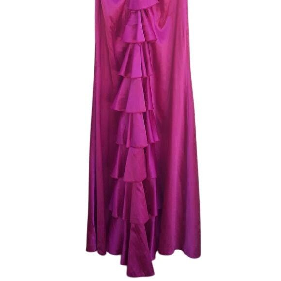Jessica McClintock Vtg Gunne Sax Dress Sz 8 Pink Satin Formal Floor Ruffle Swee Size M / US 6-8 / IT 42-44 - 7 Thumbnail