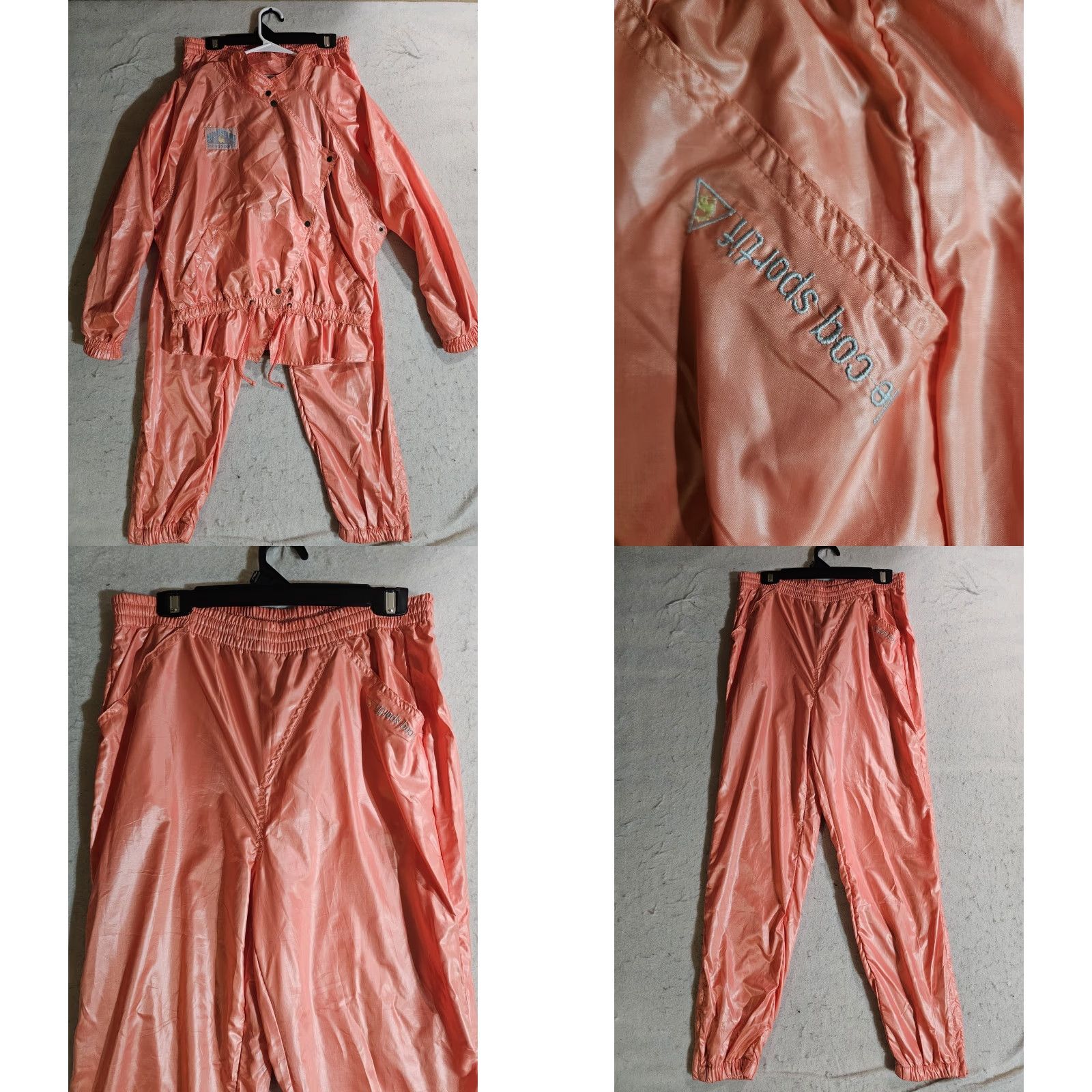 Le Coq Sportif VINTAGE Le Coq Sportif Classic 80s Tracksuit Jacket & Pants Womens Sz Med Peach Satin 80s Logo Size 32" / US 10 / IT 46 - 9 Thumbnail
