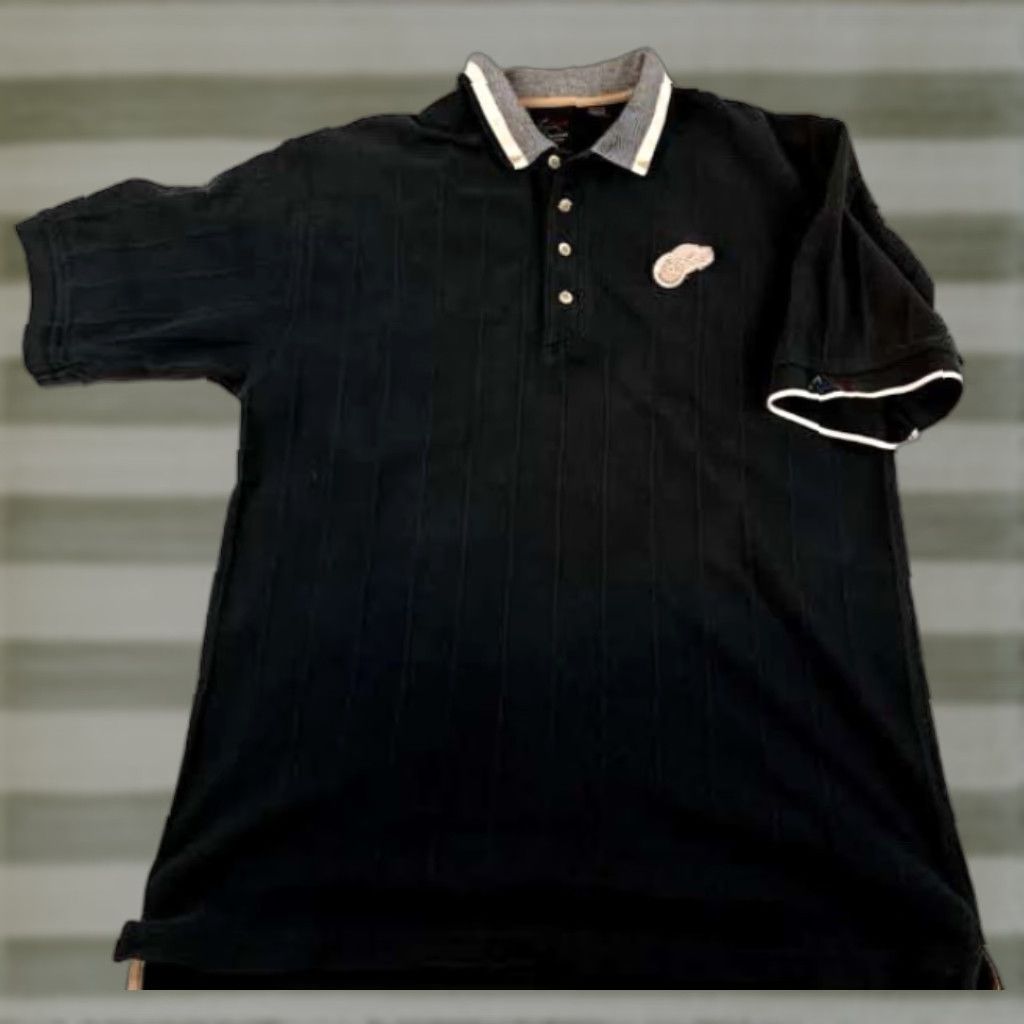 Red Wing VINTAGE Greg Norman Polo Shirt - Knit Ribbed Button-Up Golf Mens XL Black Short Sleeve Detroit Red Wing Logo Size US XL / EU 56 / 4 - 1 Thumbnail