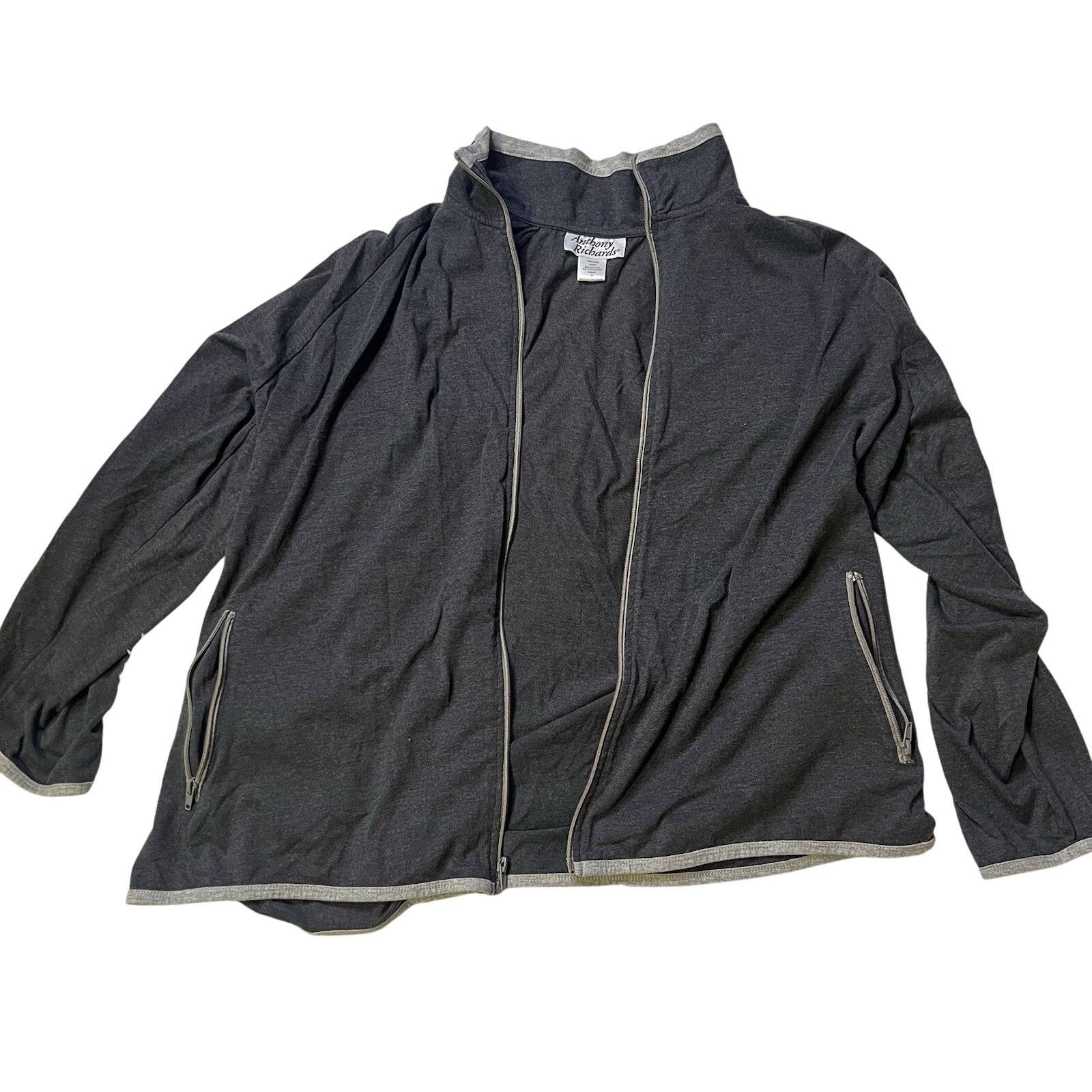 Other ANTHONY RICHARDS Track Jacket 2XL Gray Zip Pockets Plus Size XXL / US 16-18 / IT 52-54 - 1 Thumbnail
