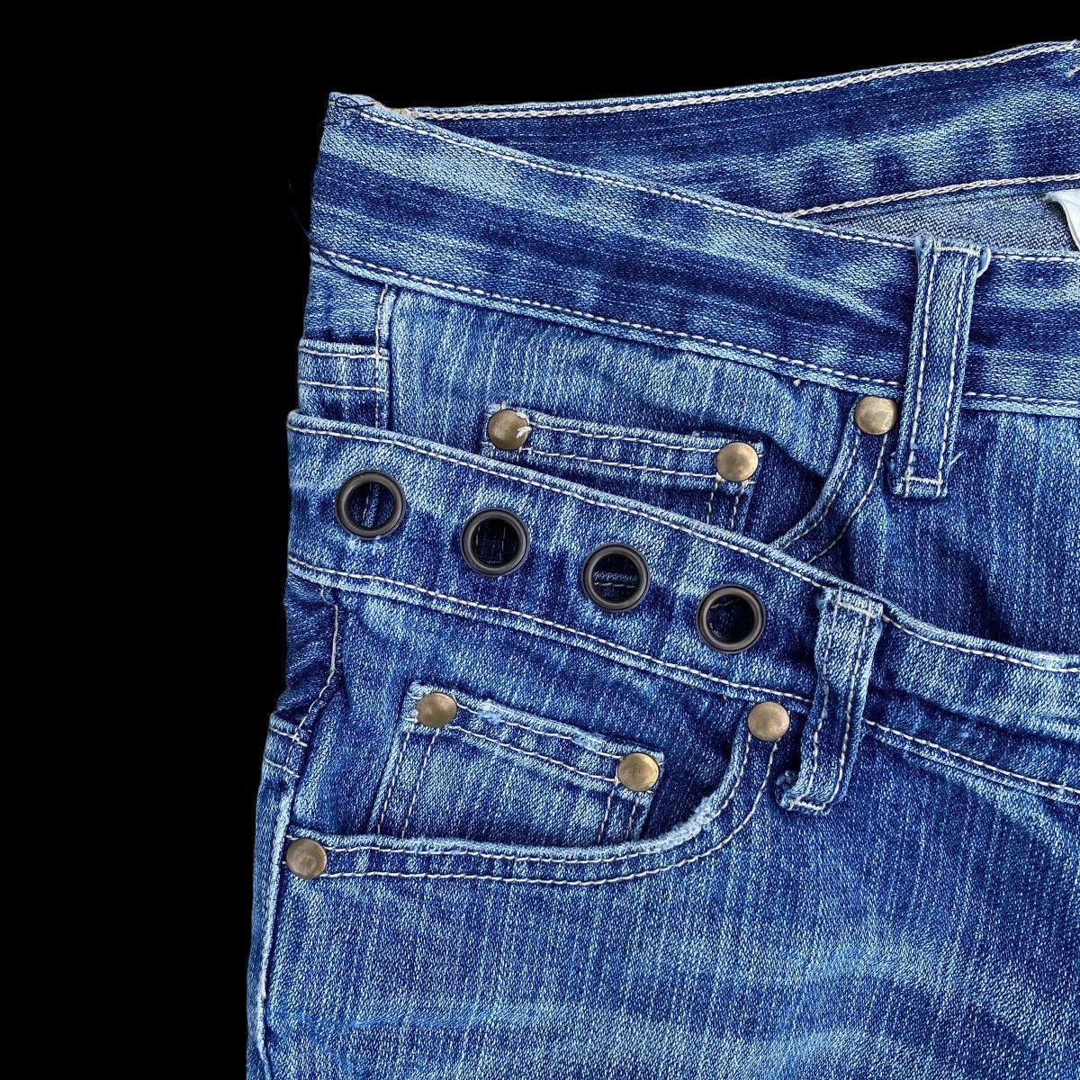 Hysteric Glamour × Japanese Brand Crazy Double Waist Thrashed Denim Jeans Size US 31 - 15 Thumbnail