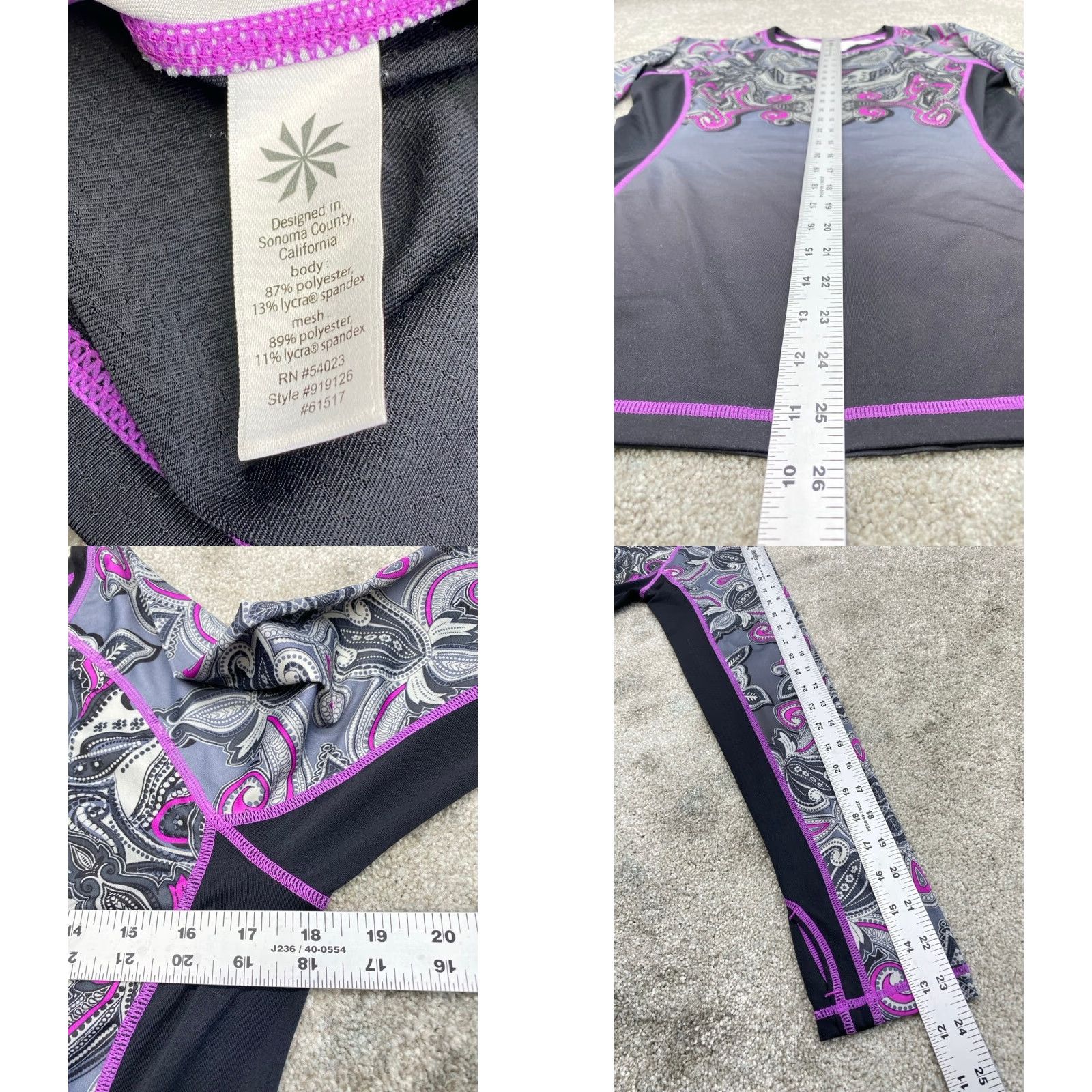Athleta ATHLETA Runaway Wicking Run Performance #919126 Purple Paisley Thumbholes Small Size ONE SIZE - 8 Thumbnail