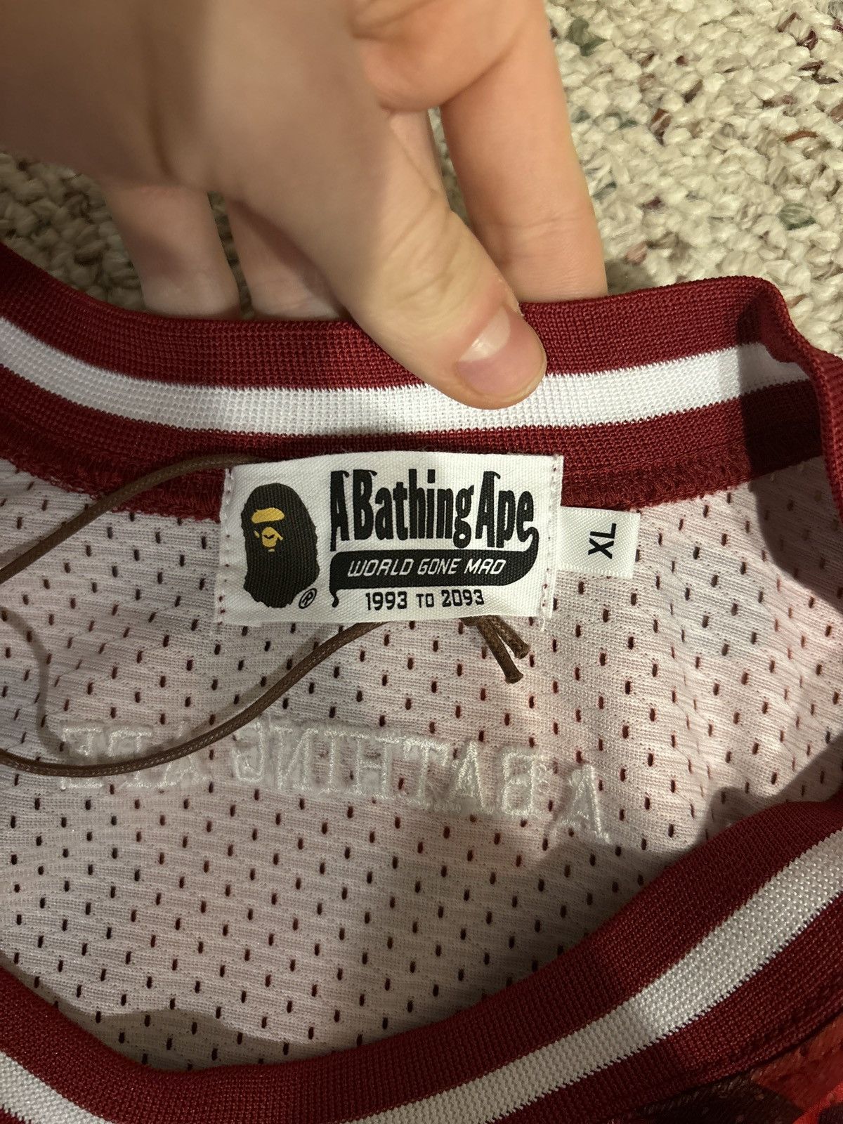 Bape Bape Red Camo Basketball Jersey Size US XL / EU 56 / 4 - 5 Thumbnail