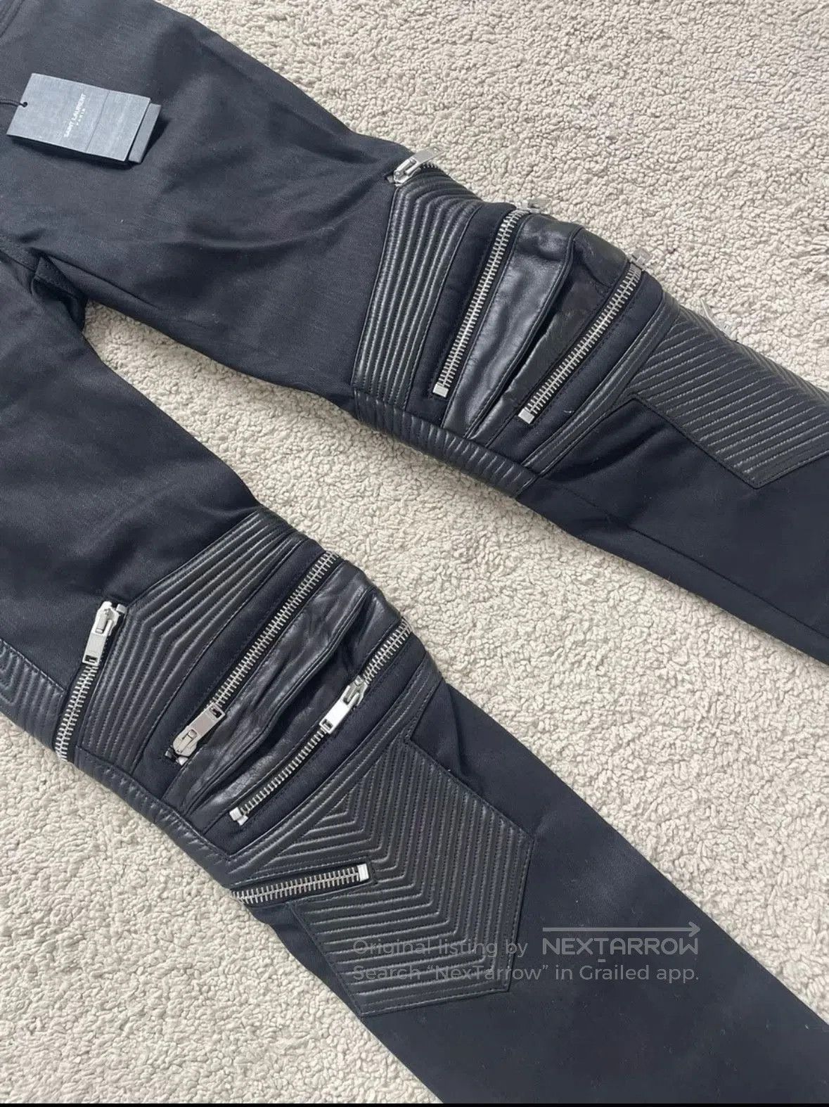 Saint Laurent Paris black leather zippered skinny pants. Size US 30 / EU 46 - 3 Thumbnail
