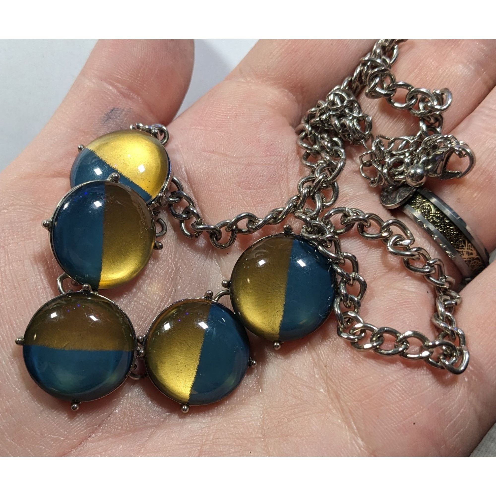 Other Charming Charlie Blue And Yellow Medallion Fringe Necklace Size ONE SIZE - 3 Thumbnail