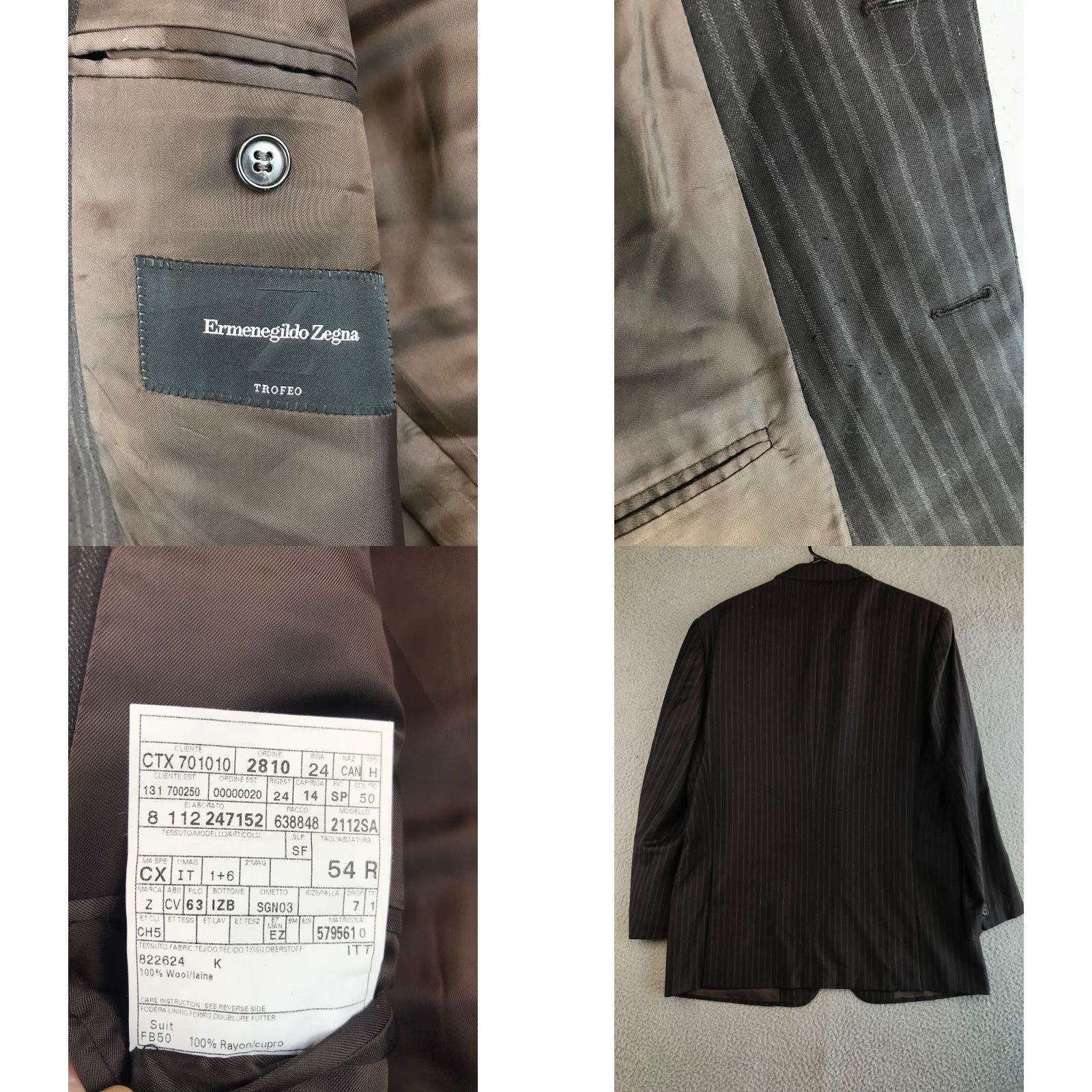 Ermenegildo Zegna VINTAGE? Ermenegildo Zegna Blazer 54R Brown Striped Single-Breasted Suit Jacket Mens Suit Jacket Clean Size 54R - 9 Thumbnail