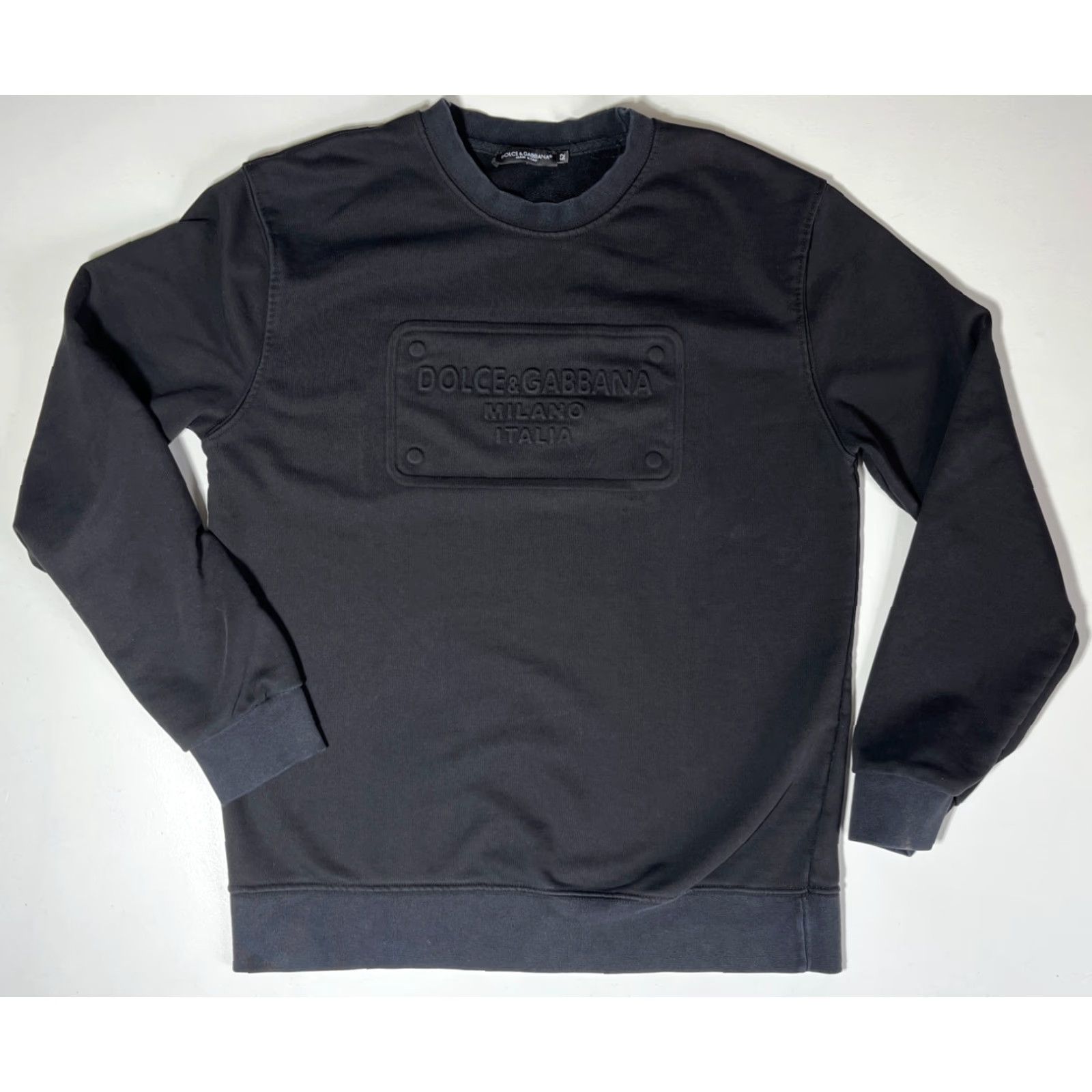 Dolce & Gabbana Dolce&Gabbana Men Sweatshirt Cotton Black Made in Italy Size L US Large Crew Neck Short Sleeve? Size US L / EU 52-54 / 3 - 3 Thumbnail