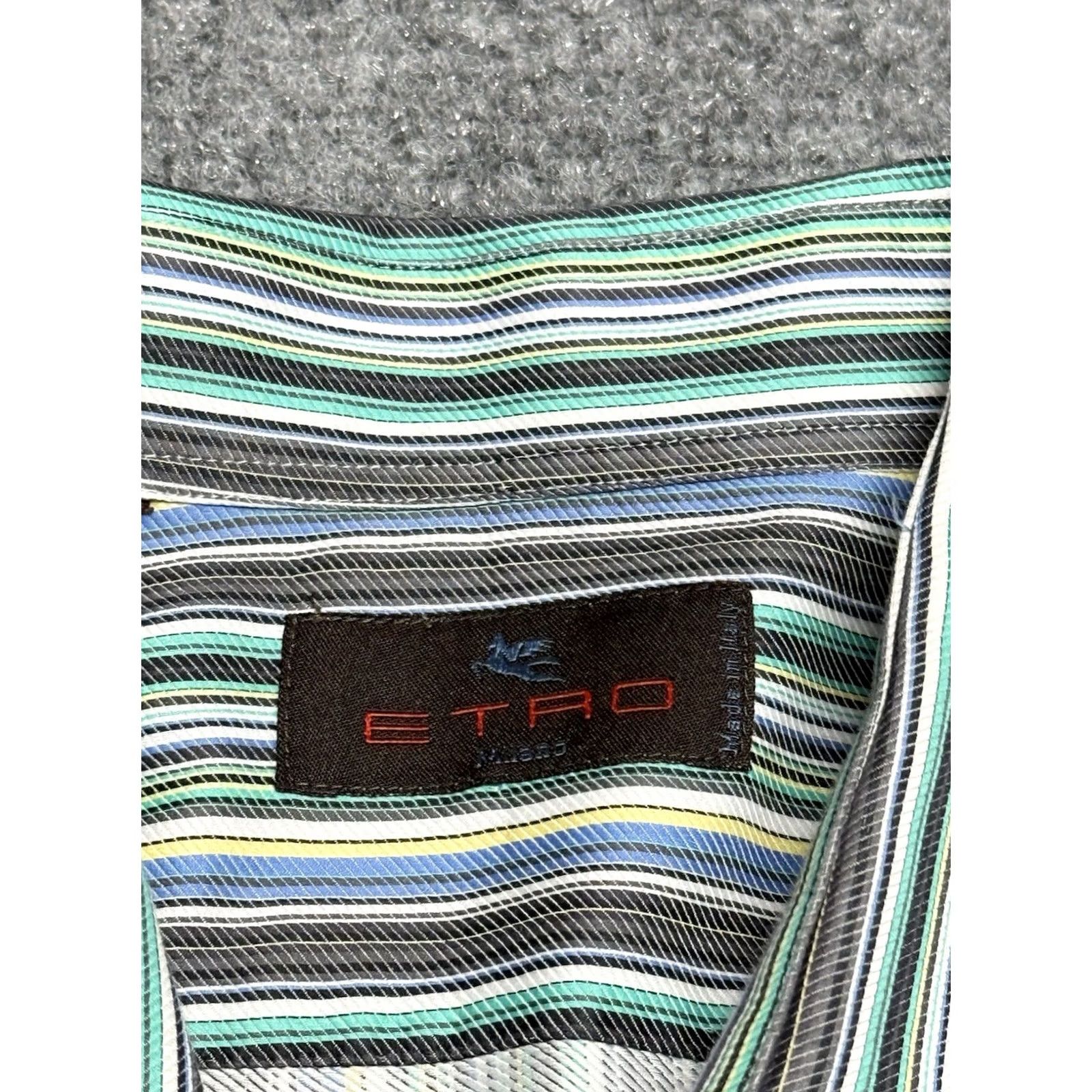 Etro Etro Shirt Mens Large Multicolor Striped Dress Button Up Italy Size 42R - 3 Thumbnail