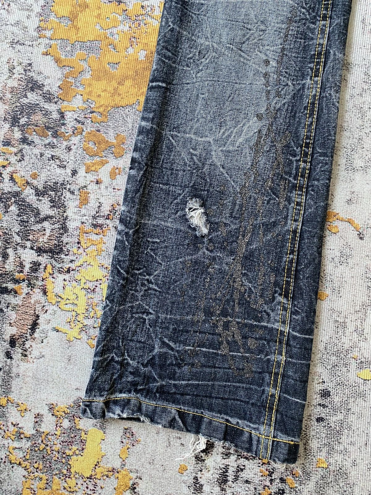 Japanese Brand Lowbox Premium Claws Mark Honey Comb Distressed Flare Denim Size US 32 / EU 48 - 6 Thumbnail