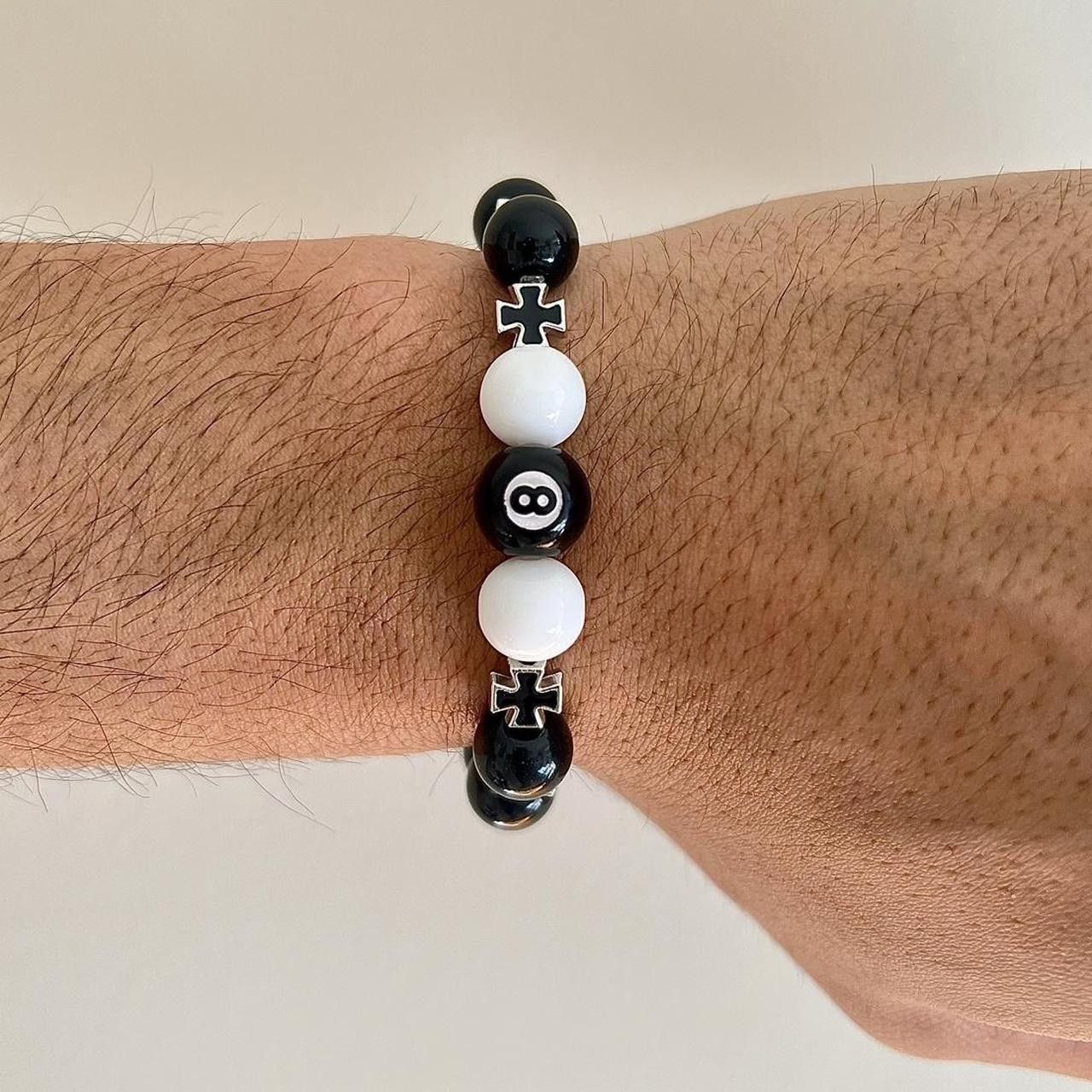 Other y2k style 8ball beaded black and white cross bracelet Size ONE SIZE - 6 Thumbnail