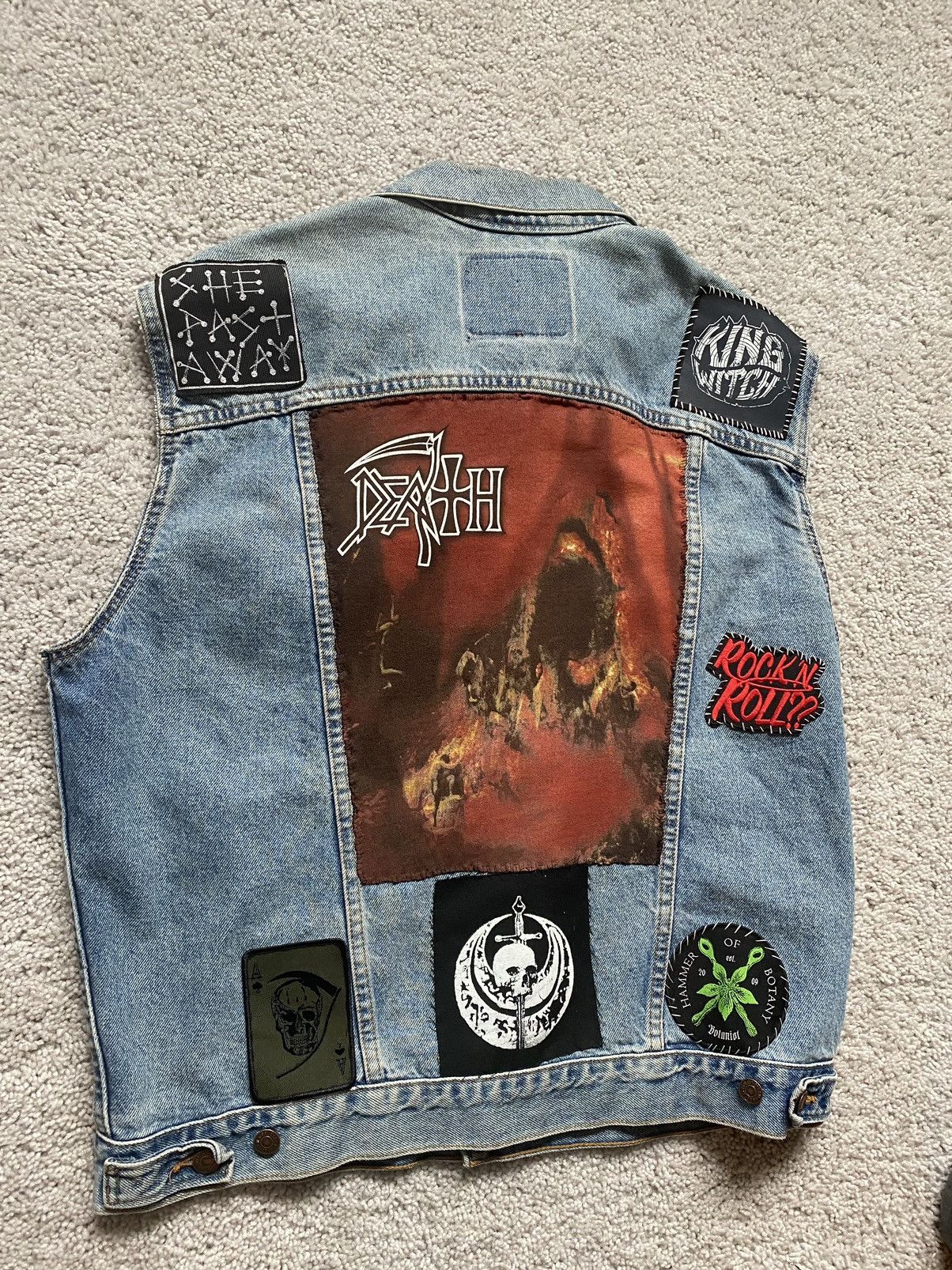 Levi's CUSTOM Metal Band Patches Denim Vest Og License 90s Vintage ...