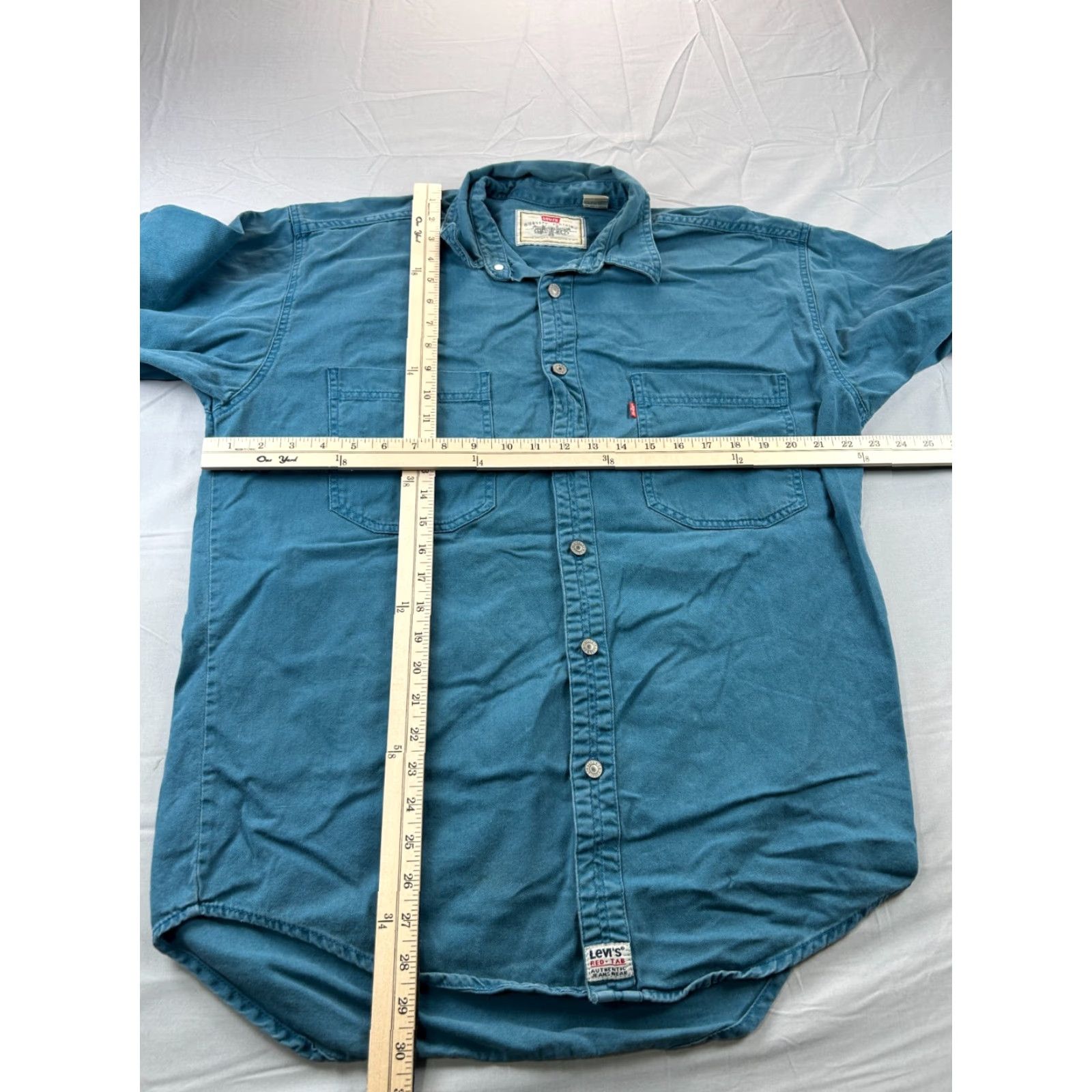 Levi's Levi's Shirt Denim Workwear M Aqua Blue 2 Pocket Button-Up Long Sleeve Casual Mens Size US M / EU 48-50 / 2 - 5 Thumbnail